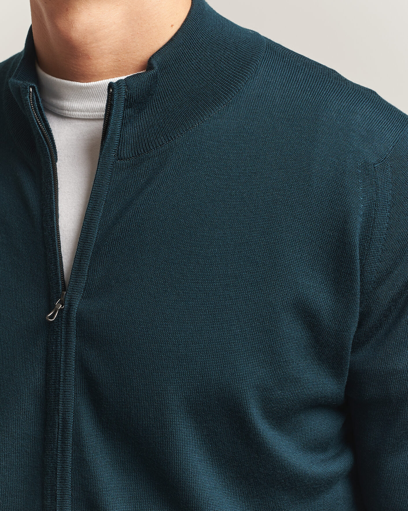 Herre | Gensere | John Smedley | Claygate Extra Fine Merino Full Zip Richardson Green