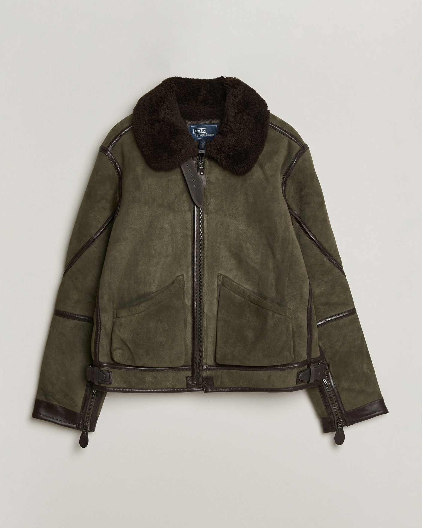 Herre | Jakker | Polo Ralph Lauren | Suede Leather Flight Jacket Myrtle Green