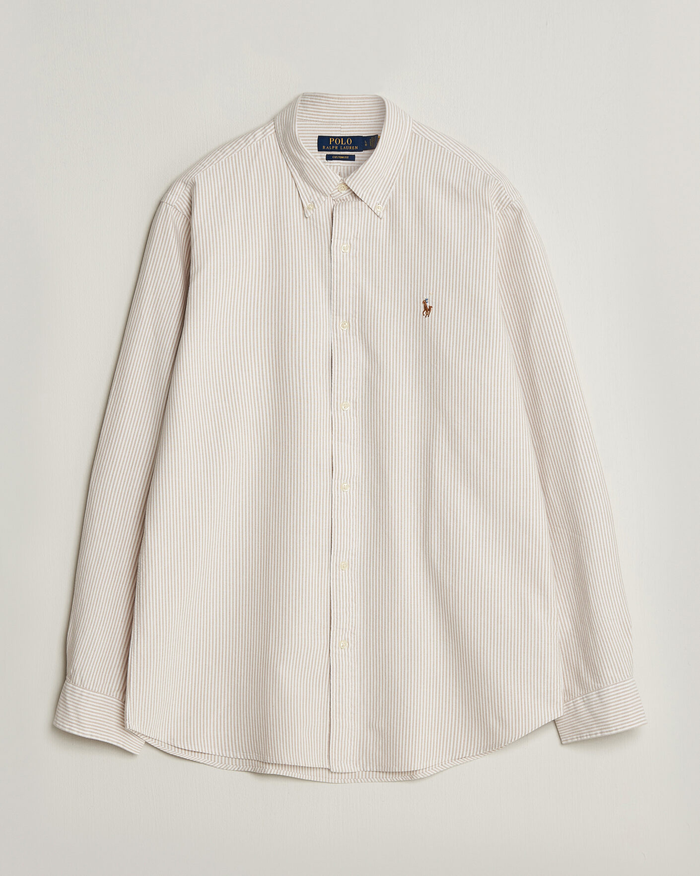 Herre | Skjorter | Polo Ralph Lauren | Custom Fit Striped Oxford Shirt Camel/White