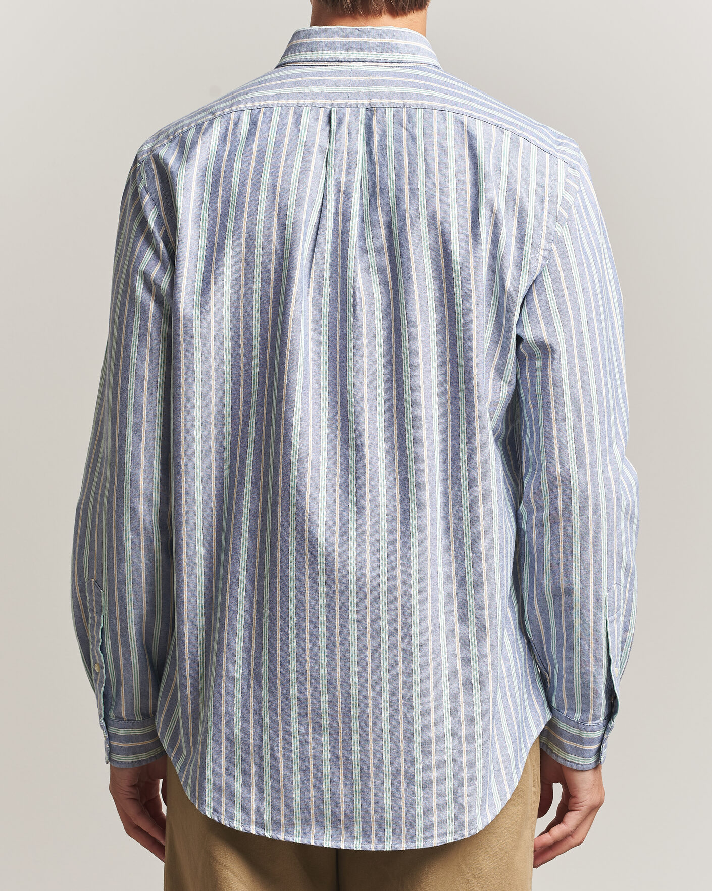 Herre | Skjorter | Polo Ralph Lauren | Custom Fit Striped Pocket Oxford Shirt Navy/Yellow