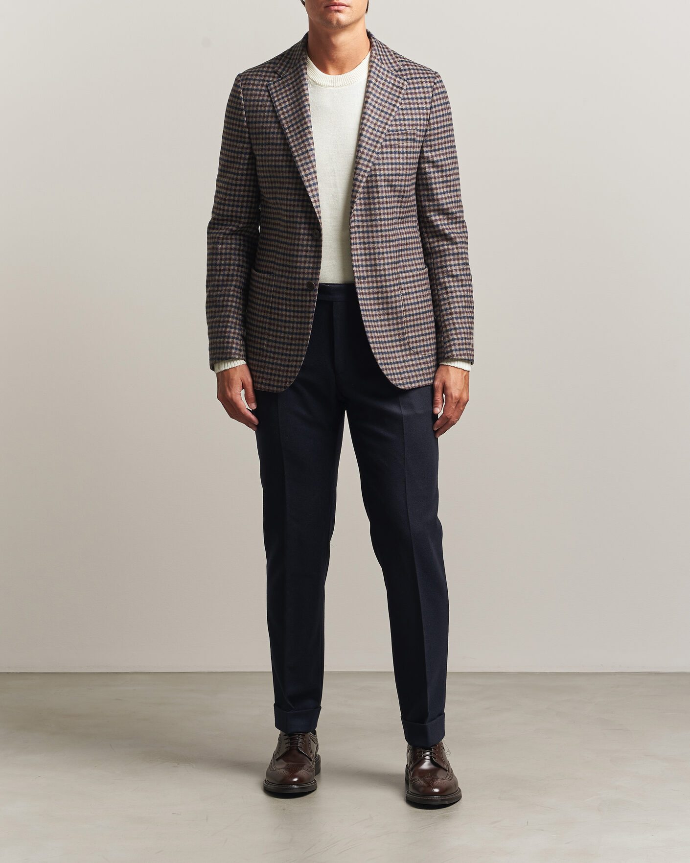 Herre | Dressjakker | Morris | Soft Check Blazer Brown