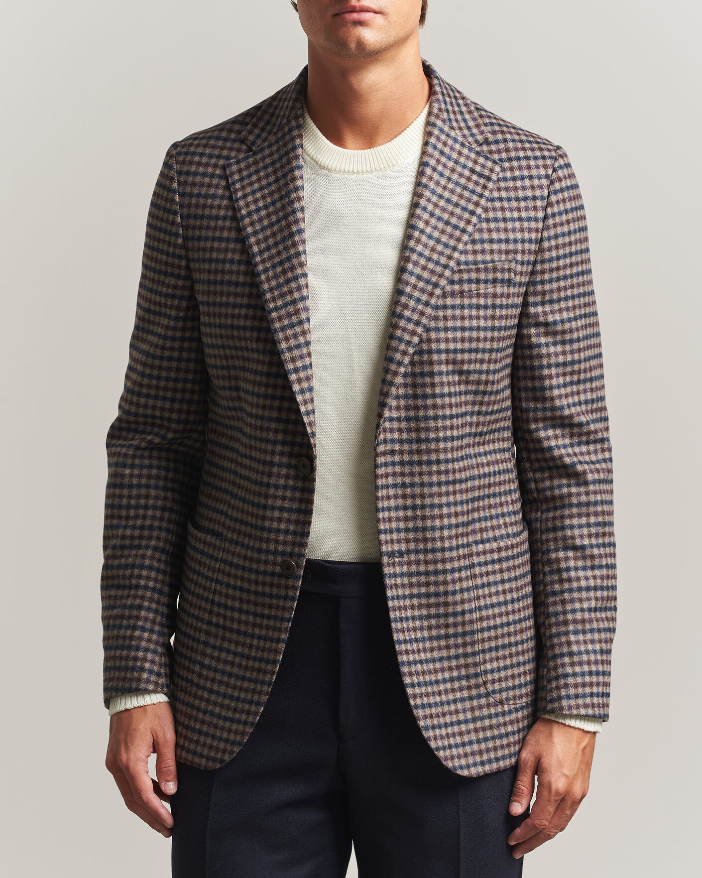 Herre | Dressjakker | Morris | Soft Check Blazer Brown