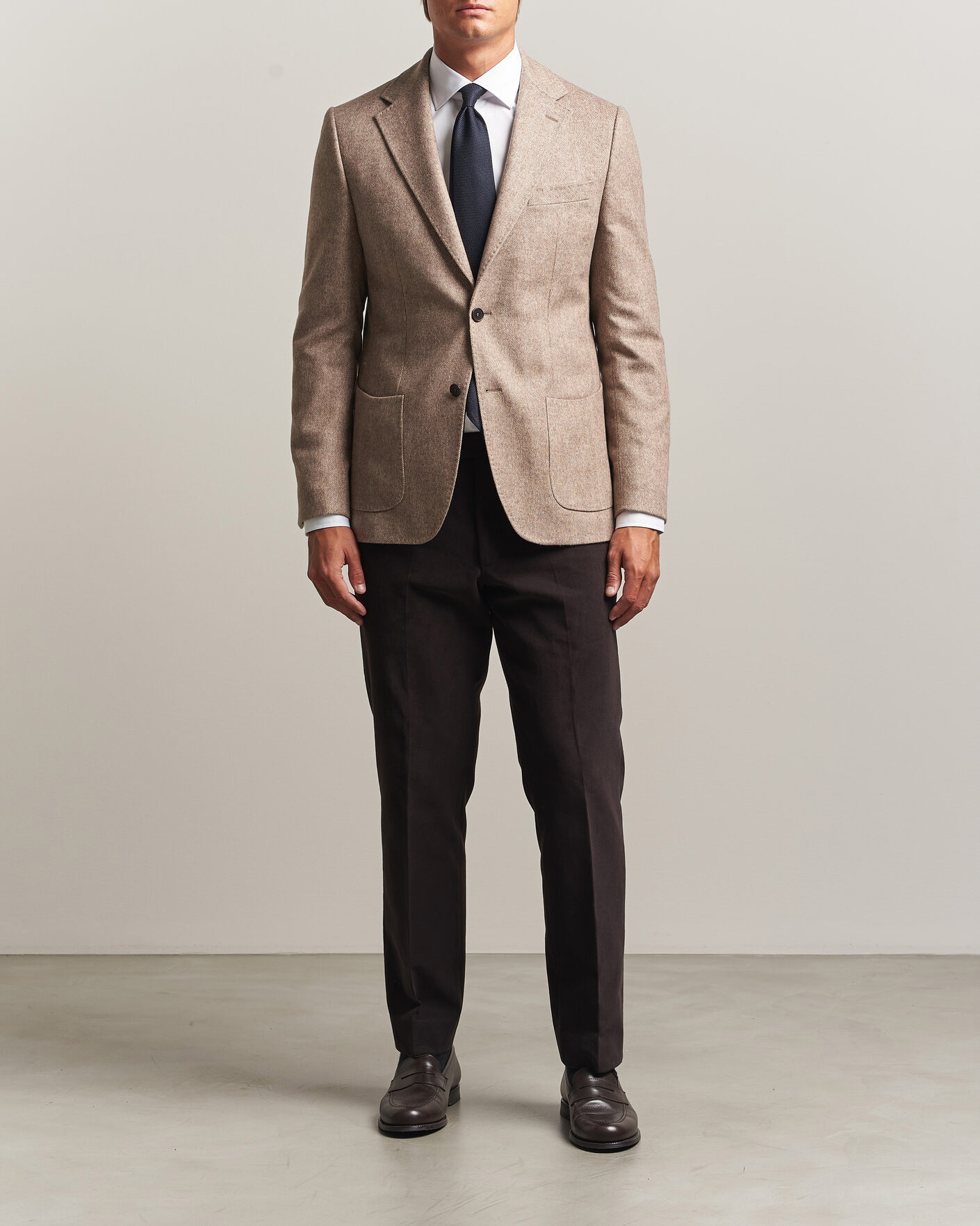 Herre | Dressjakker | Morris | Soft Herringbone Blazer Khaki