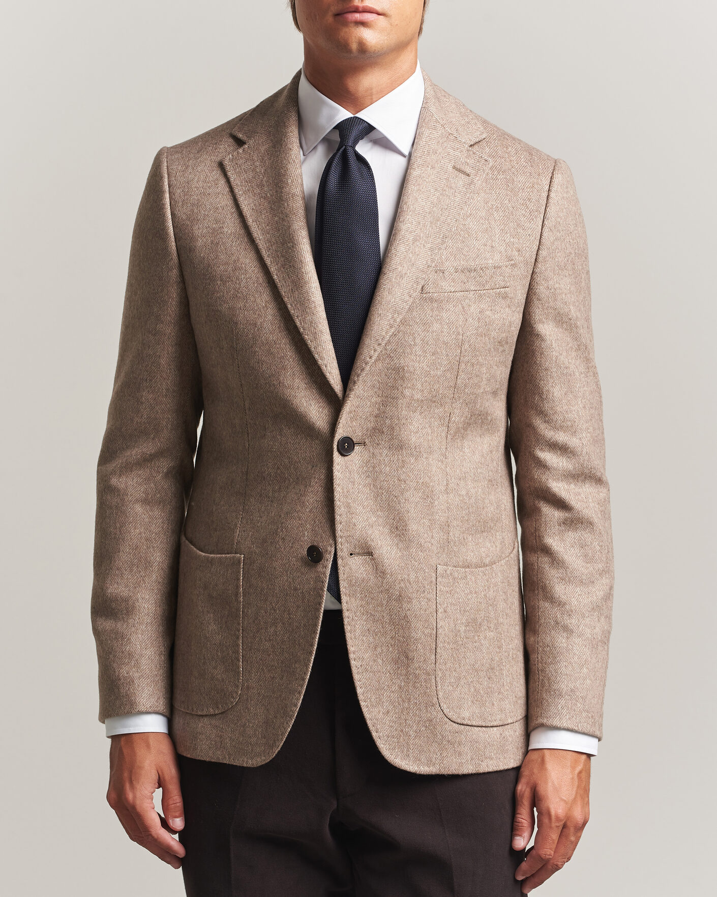 Herre | Dressjakker | Morris | Soft Herringbone Blazer Khaki