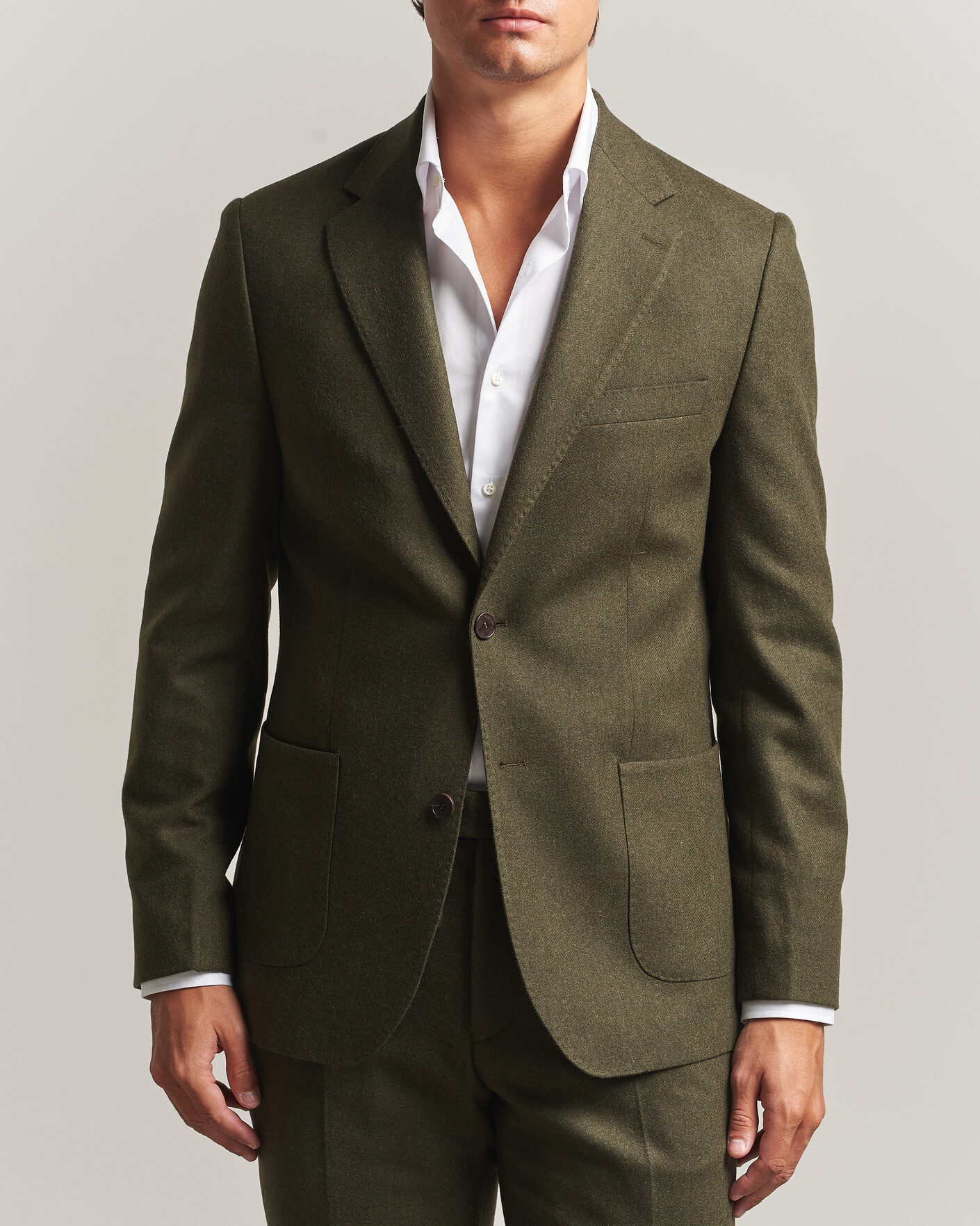 Herre | Dressjakker | Morris | Flannel Suit Blazer Green