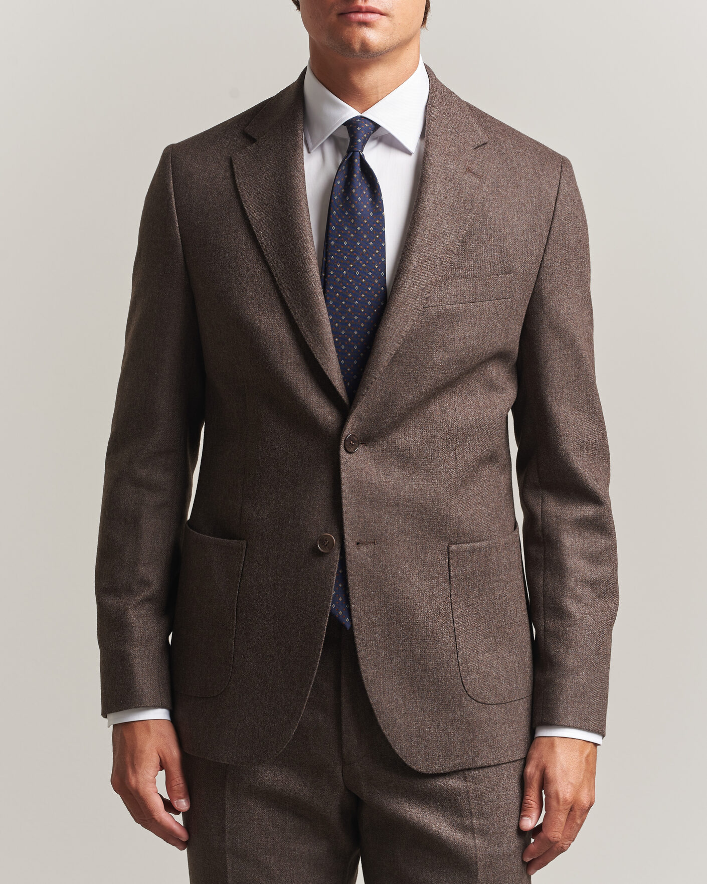 Herre | Dressjakker | Morris | Flannel Suit Blazer Brown