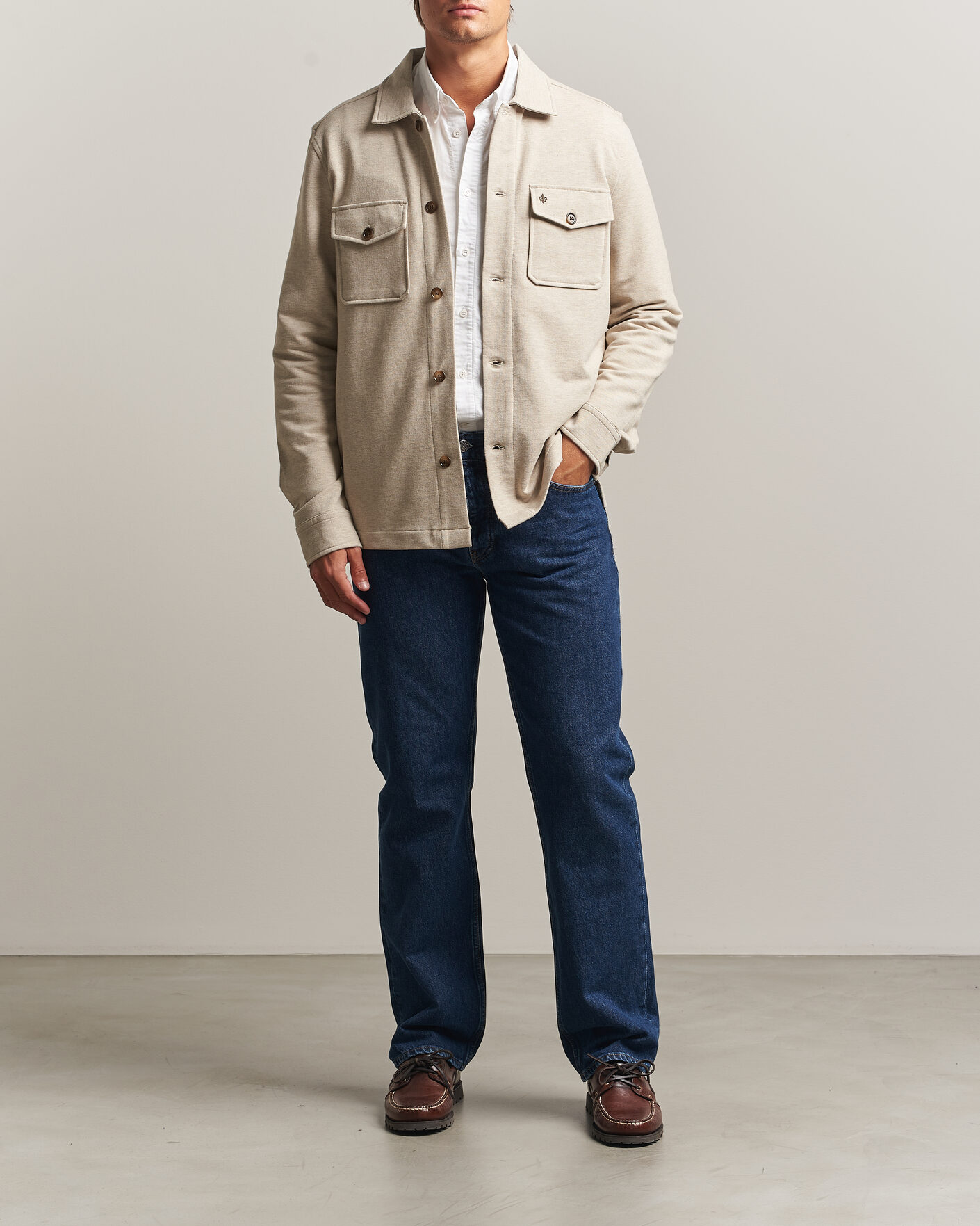Herre | Skjorter | Morris | Andrew Jersey Overshirt Khaki