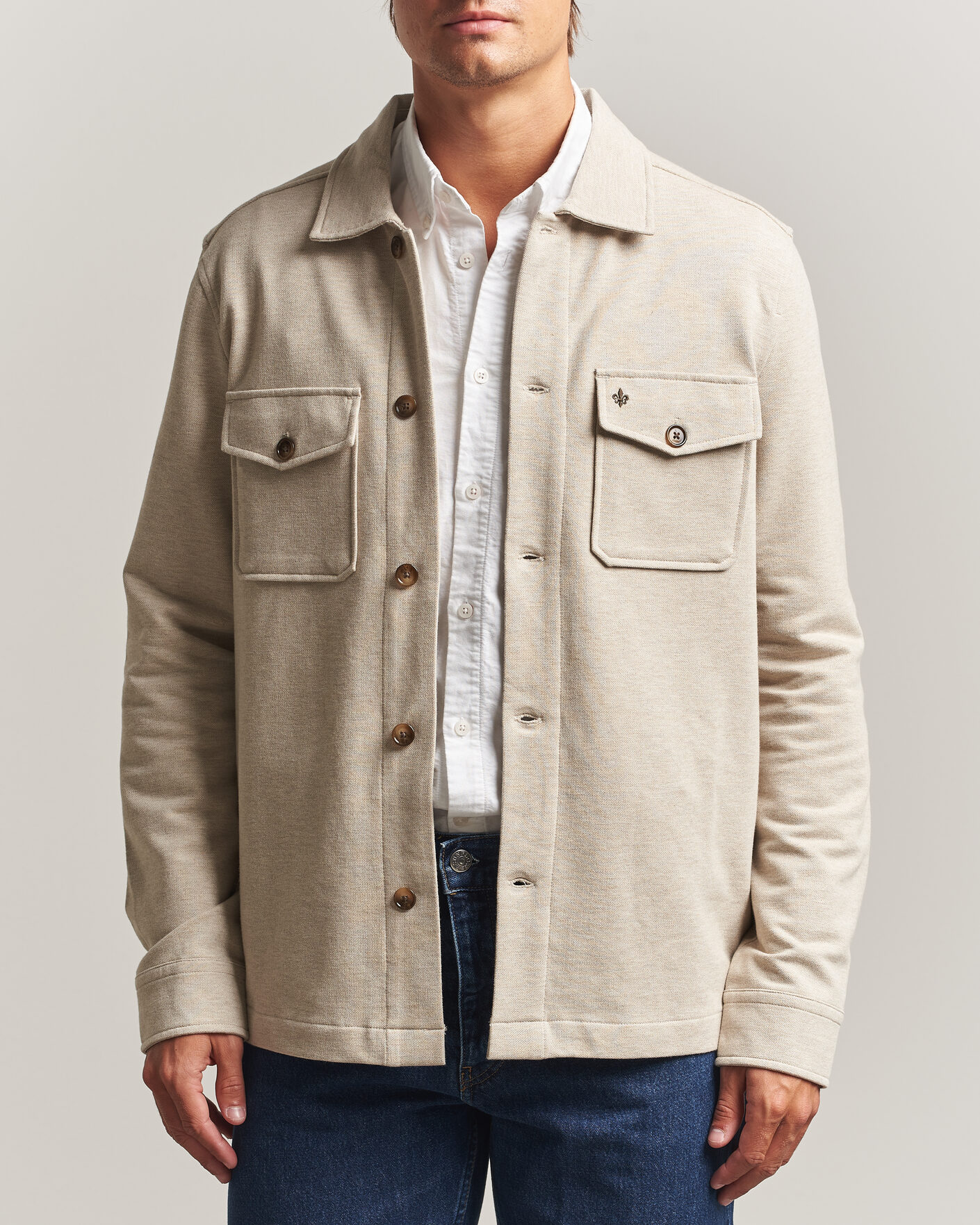 Herre | Skjorter | Morris | Andrew Jersey Overshirt Khaki