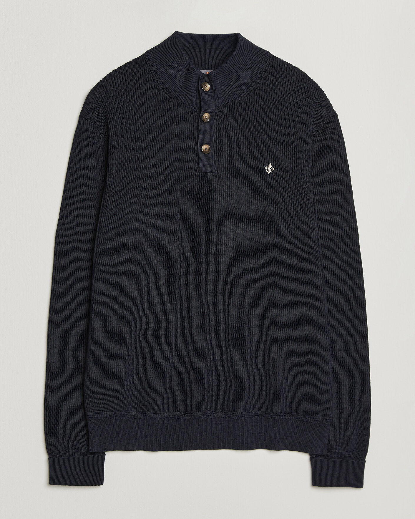 Herre | Gensere | Morris | Niall Half Button Sweater Old Blue