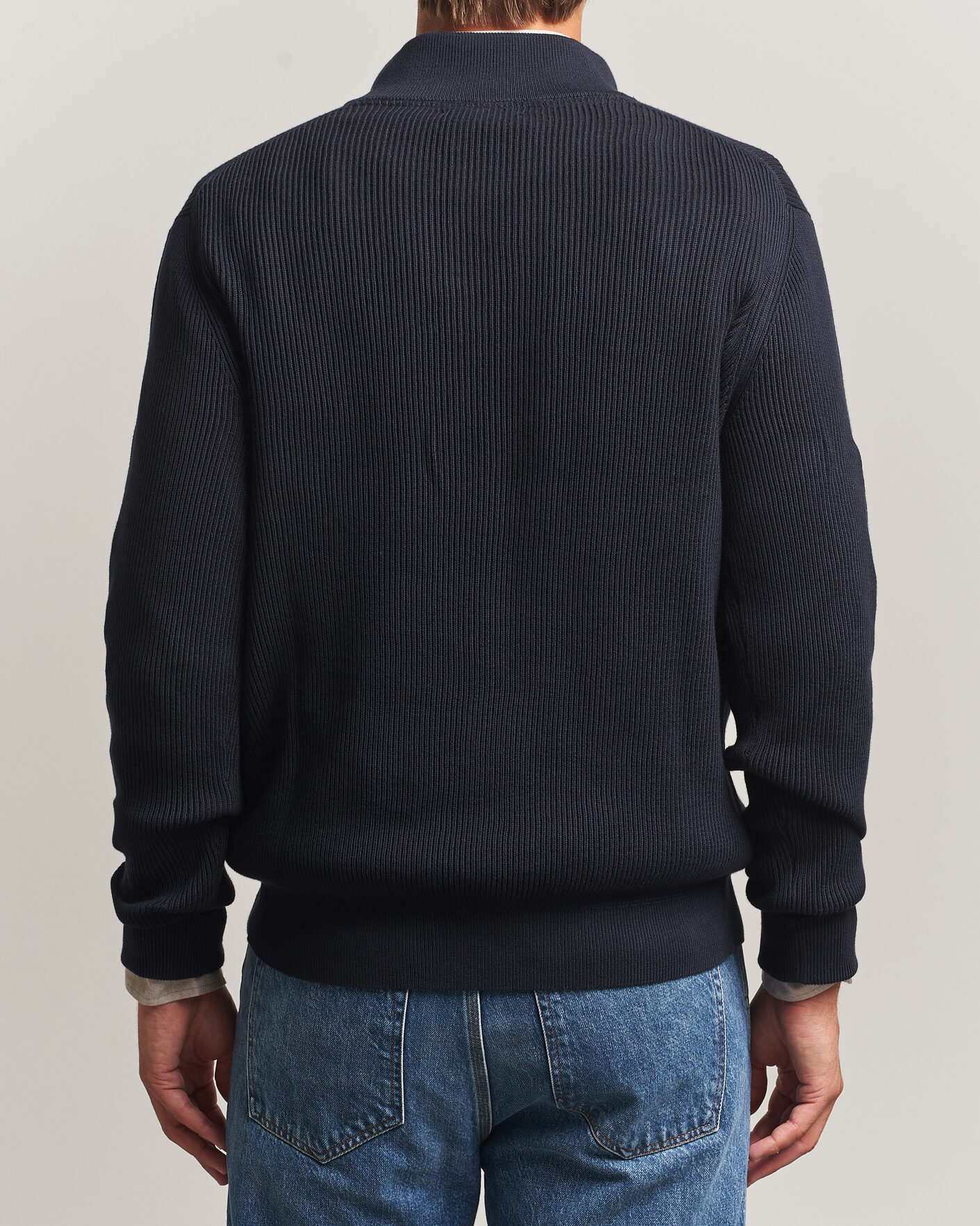 Herre | Gensere | Morris | Niall Half Button Sweater Old Blue