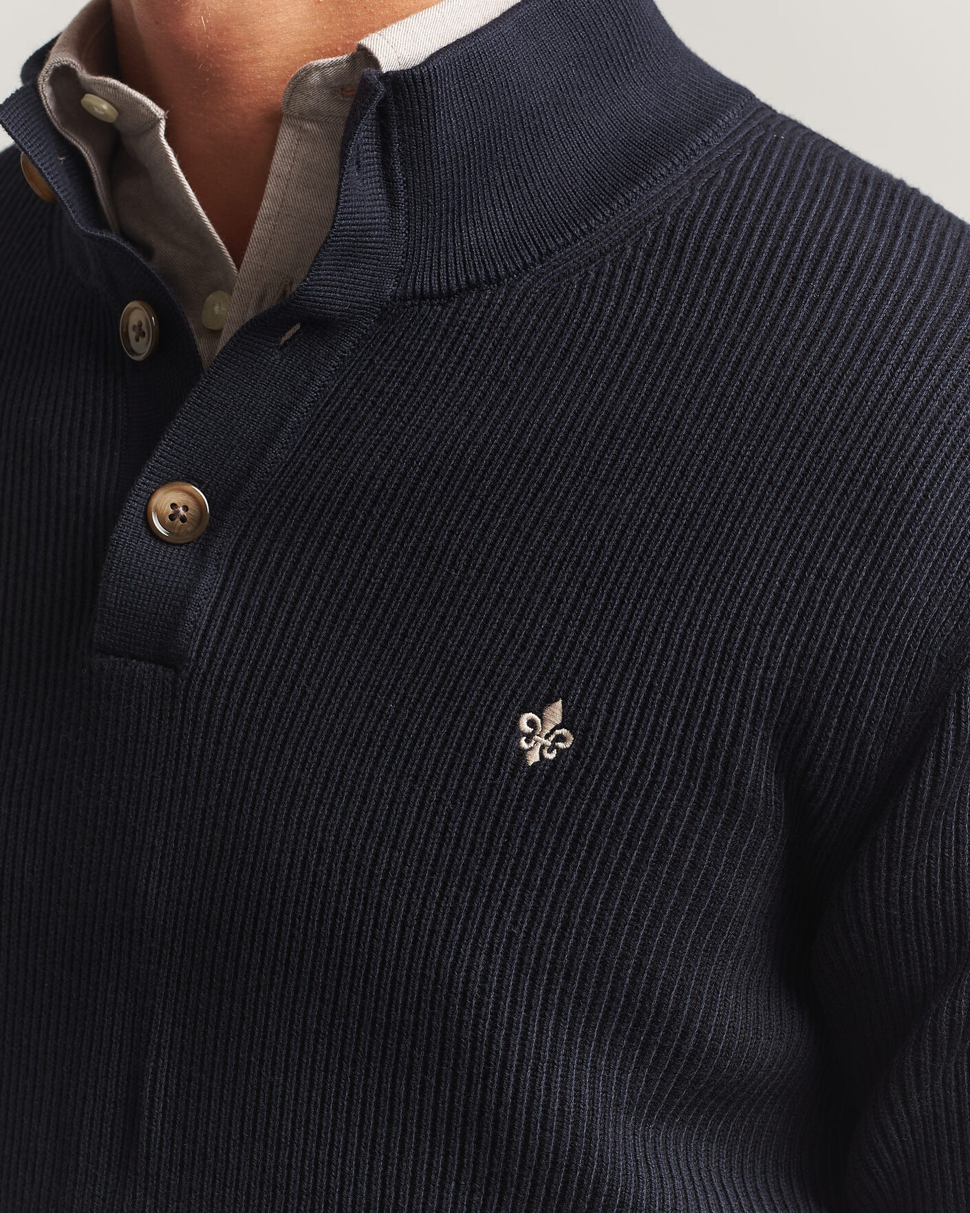 Herre | Gensere | Morris | Niall Half Button Sweater Old Blue
