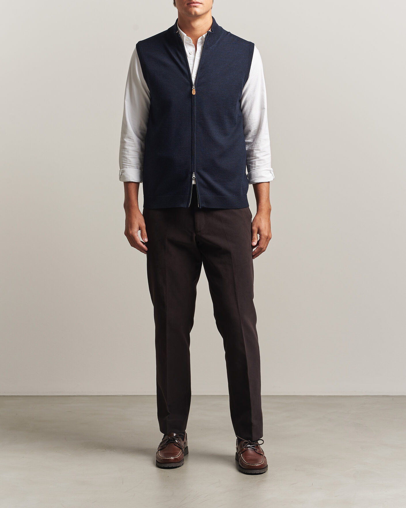 Herre | Gensere | Morris | Merino Zip Vest Navy