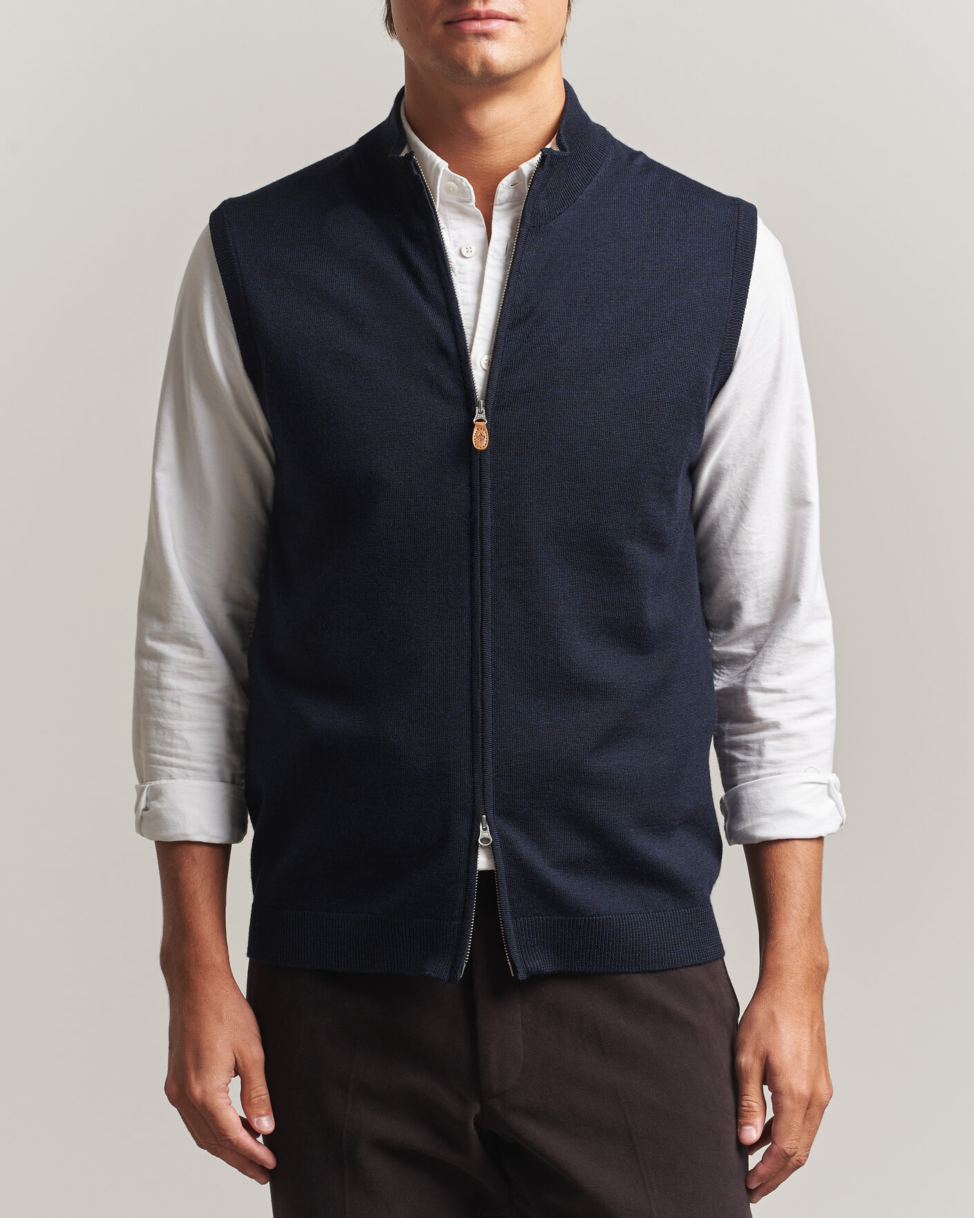 Herre | Gensere | Morris | Merino Zip Vest Navy