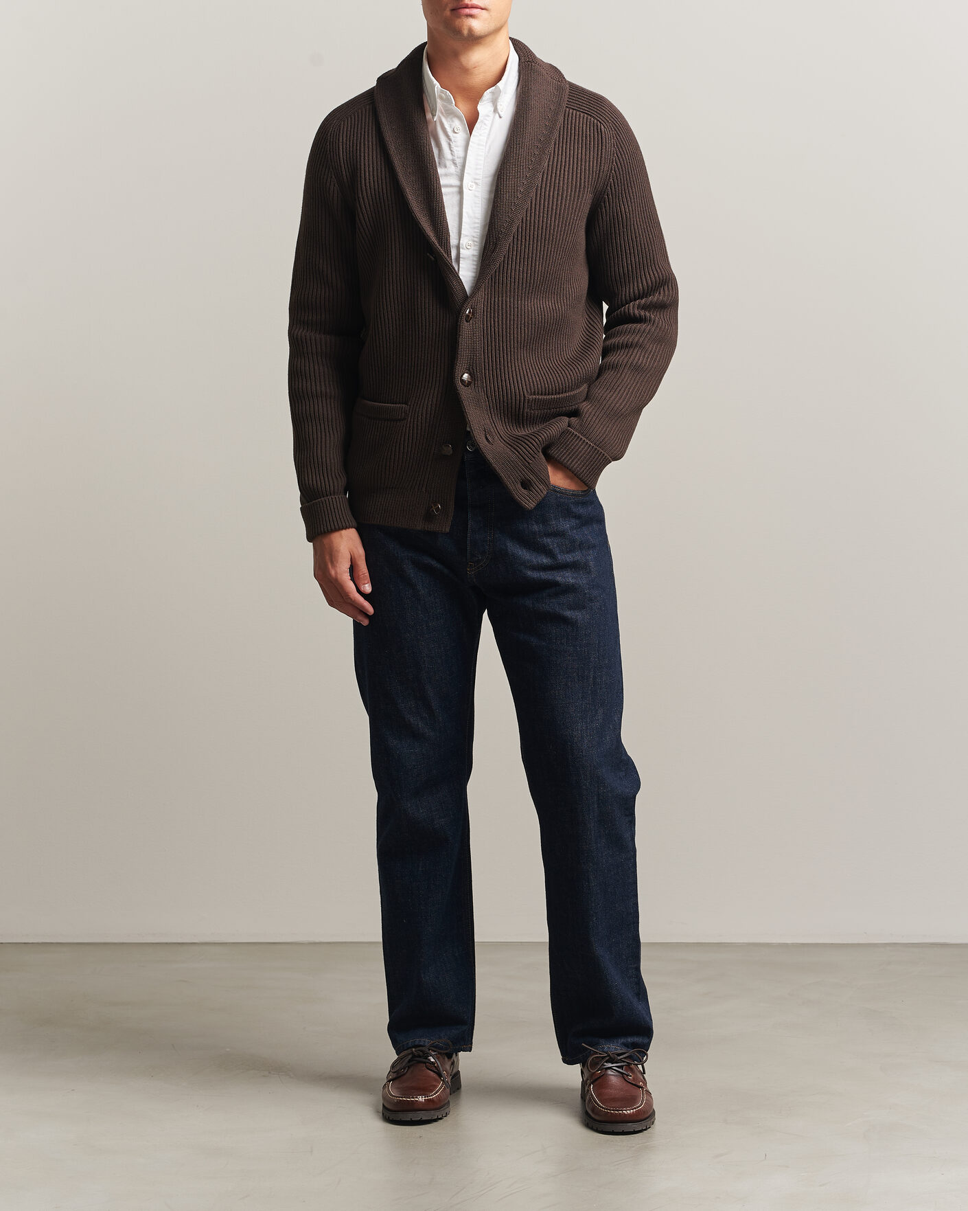 Herre | Gensere | Morris | Brayden Shawl Cardigan Brown