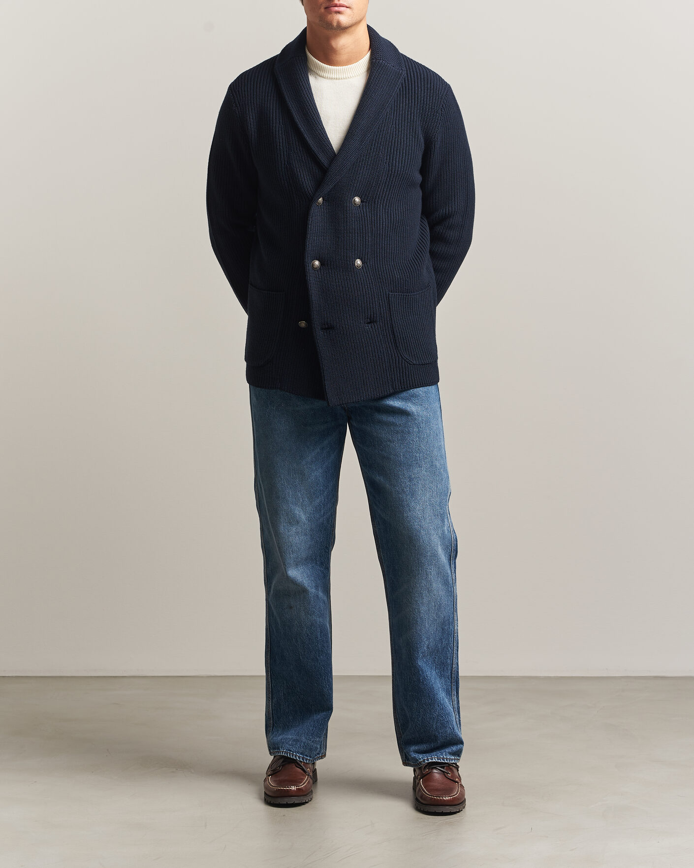 Herre | Gensere | Morris | Brayden DB Shawl Cardigan Navy