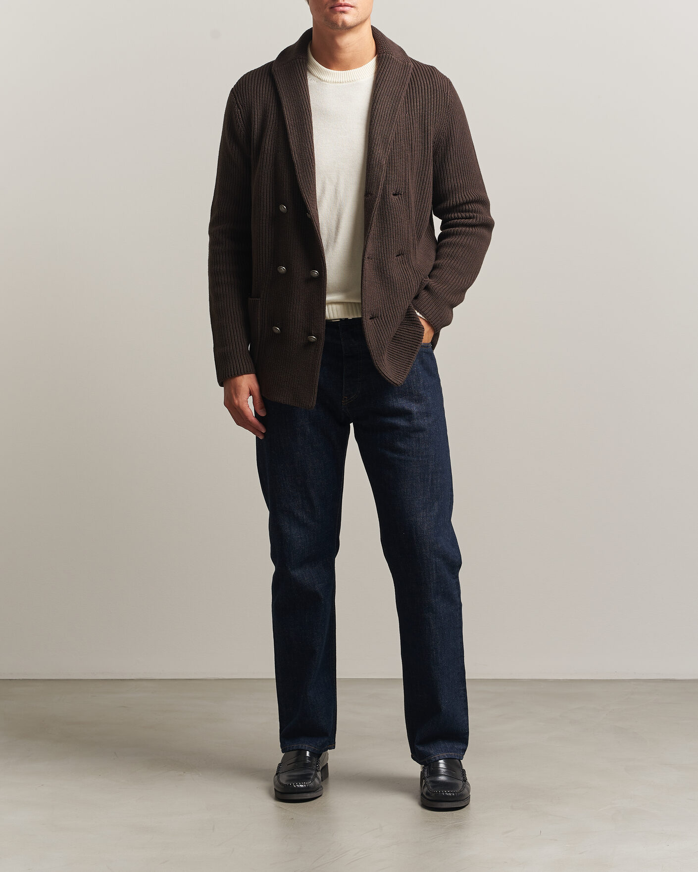 Herre | Gensere | Morris | Brayden DB Shawl Cardigan Brown