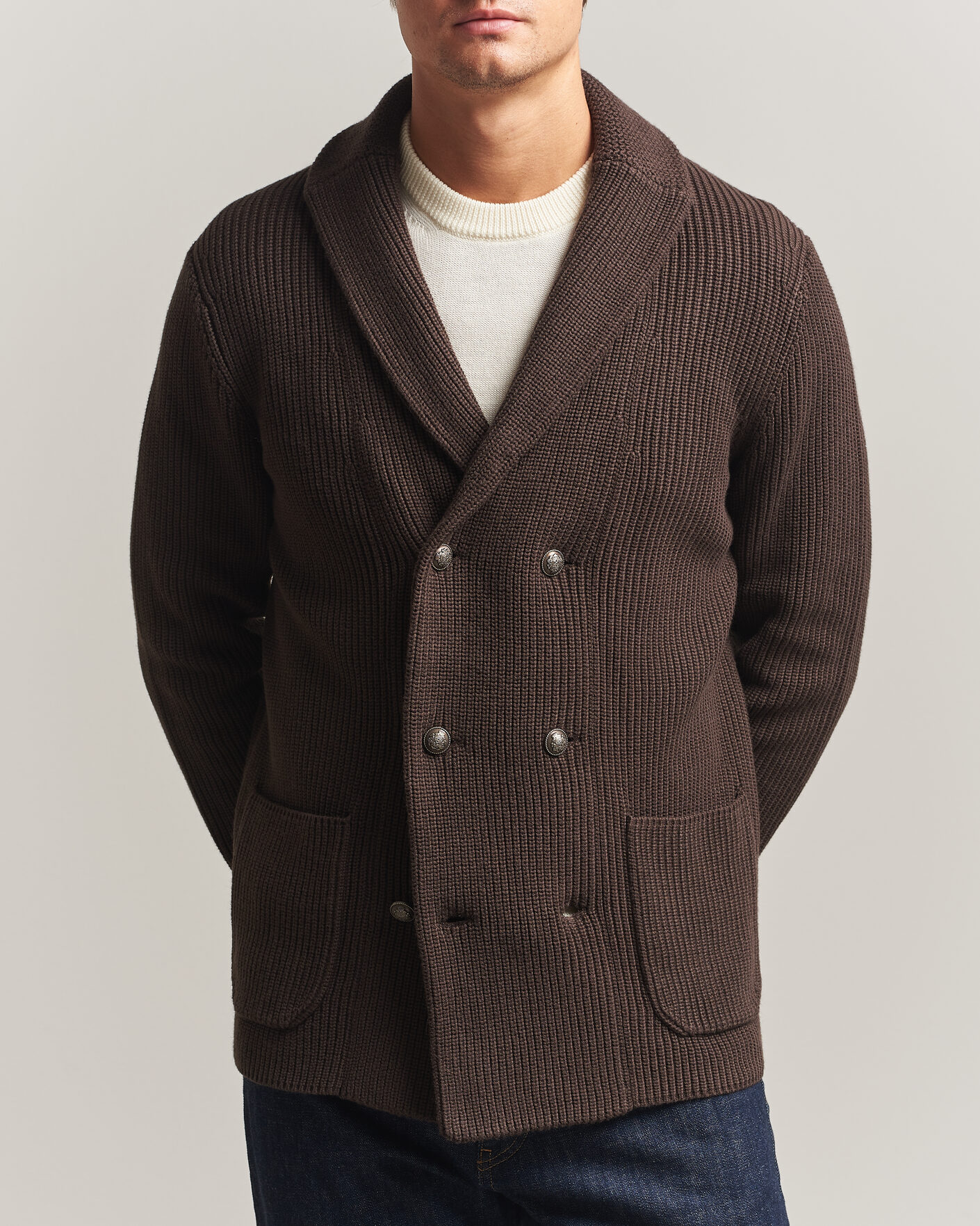 Herre | Gensere | Morris | Brayden DB Shawl Cardigan Brown