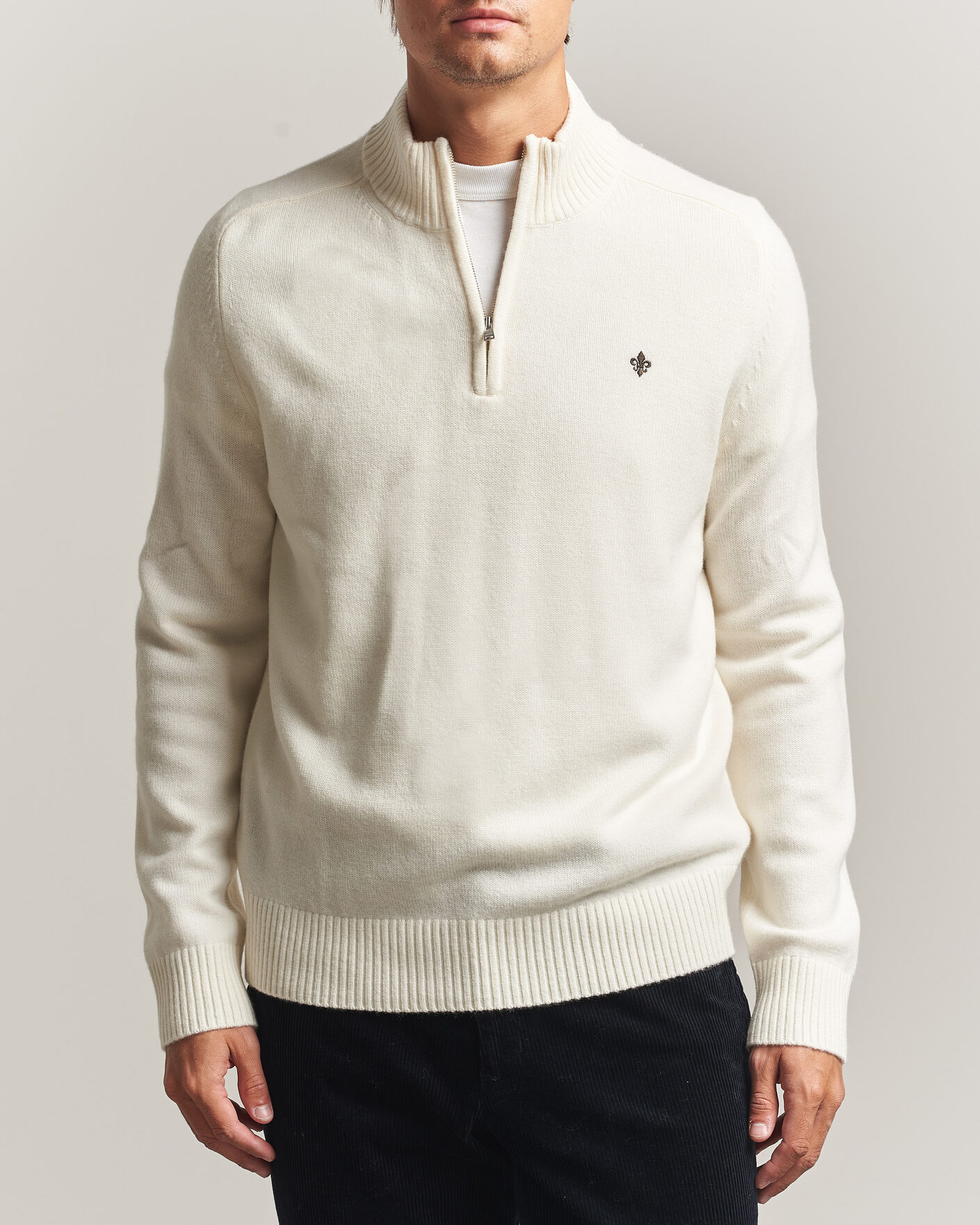 Herre | Gensere | Morris | Hertford Lambswool Half Zip Off White