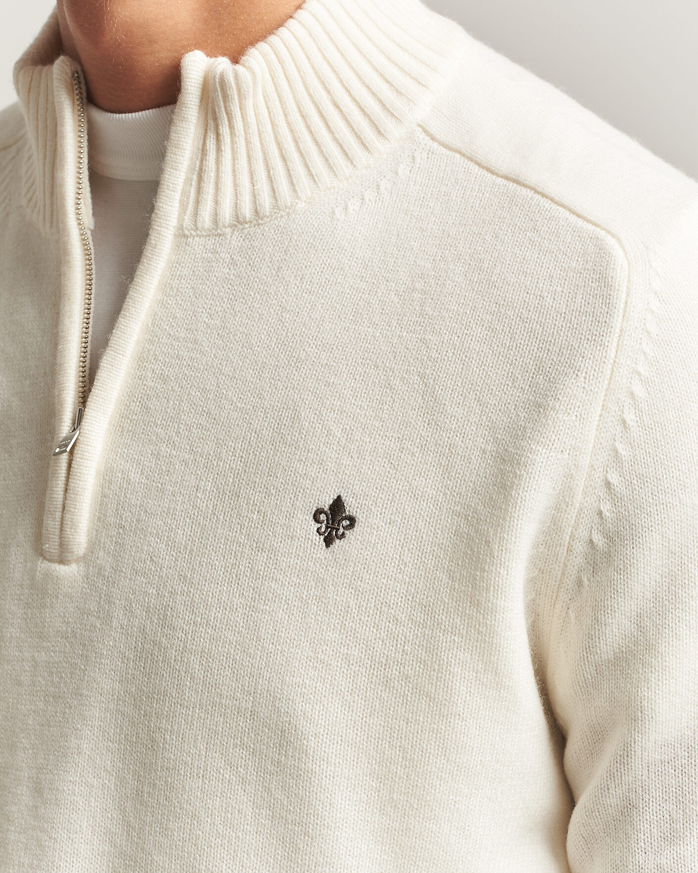 Herre | Gensere | Morris | Hertford Lambswool Half Zip Off White
