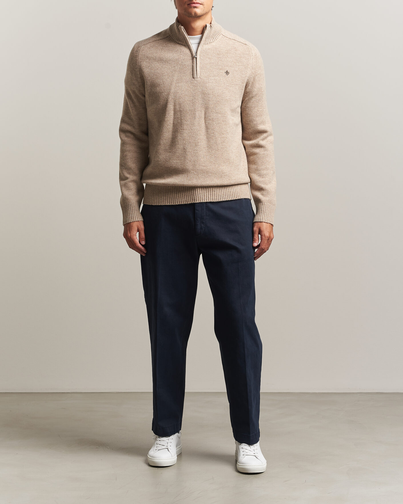 Herre | Gensere | Morris | Hertford Lambswool Half Zip Khaki