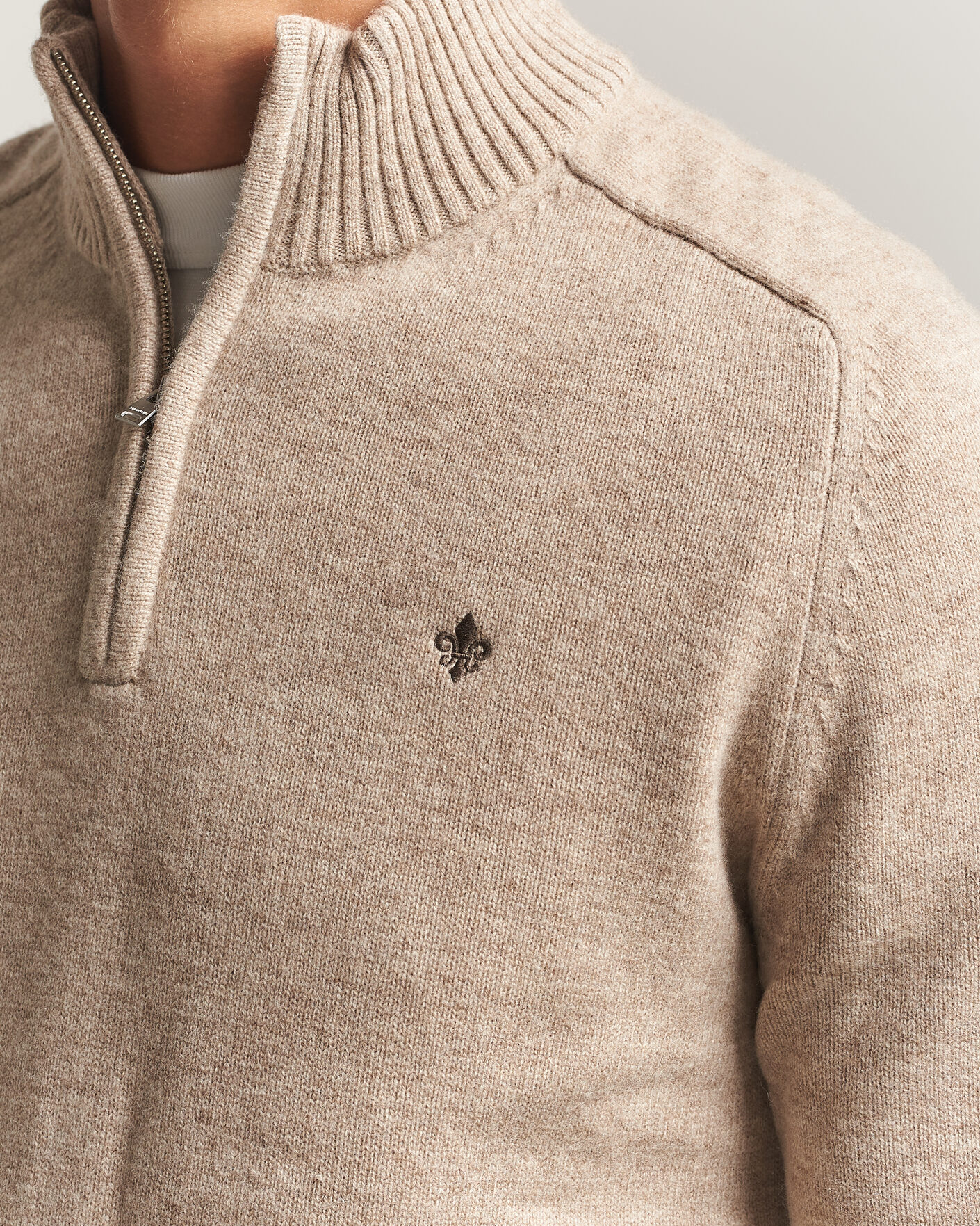 Herre | Gensere | Morris | Hertford Lambswool Half Zip Khaki