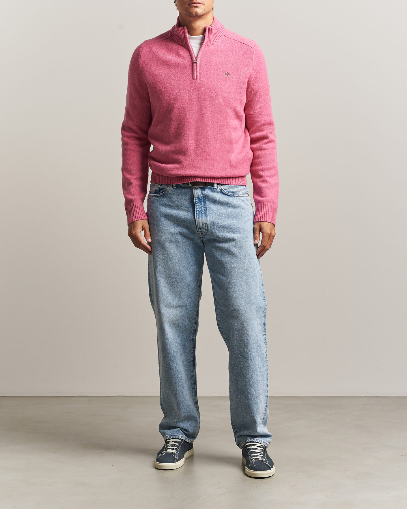 Herre | Gensere | Morris | Hertford Lambswool Half Zip Cerise