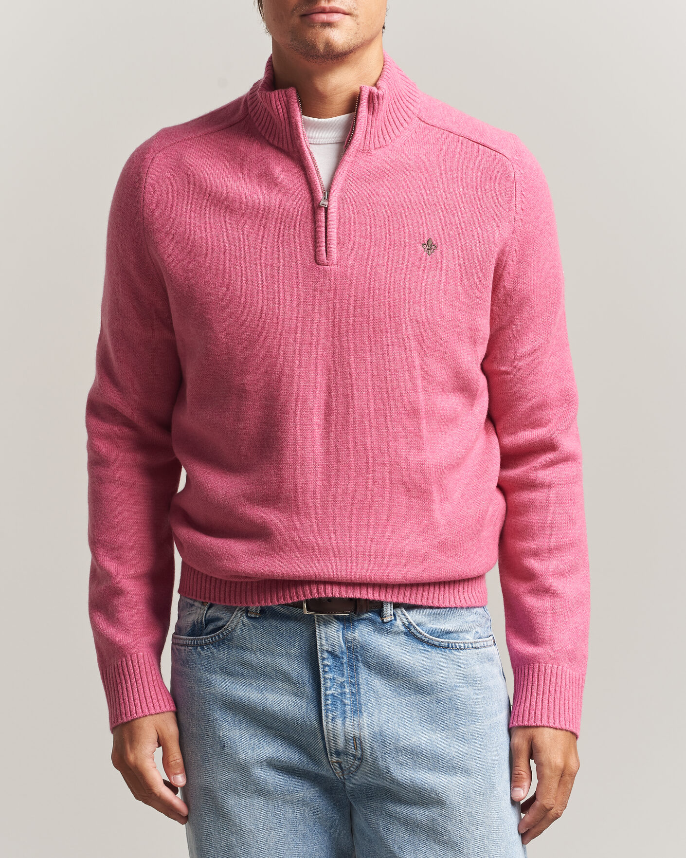 Herre | Gensere | Morris | Hertford Lambswool Half Zip Cerise