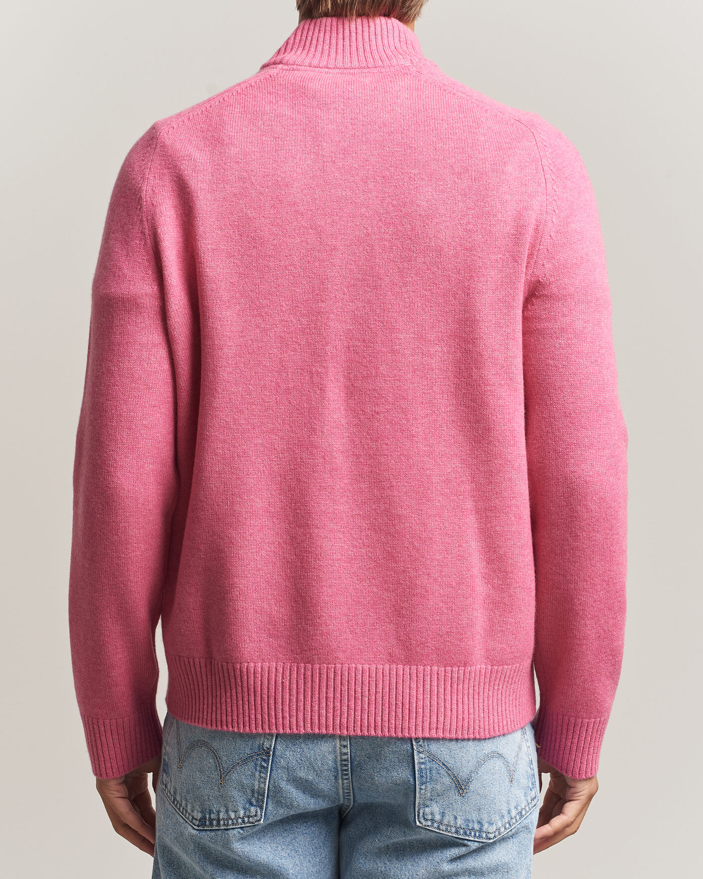 Herre | Gensere | Morris | Hertford Lambswool Half Zip Cerise