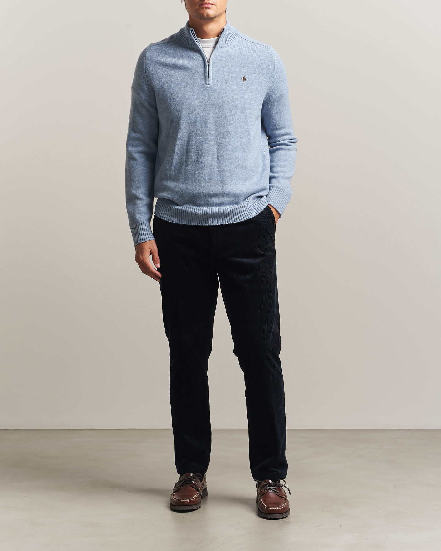 Herre | Gensere | Morris | Hertford Lambswool Half Zip Blue