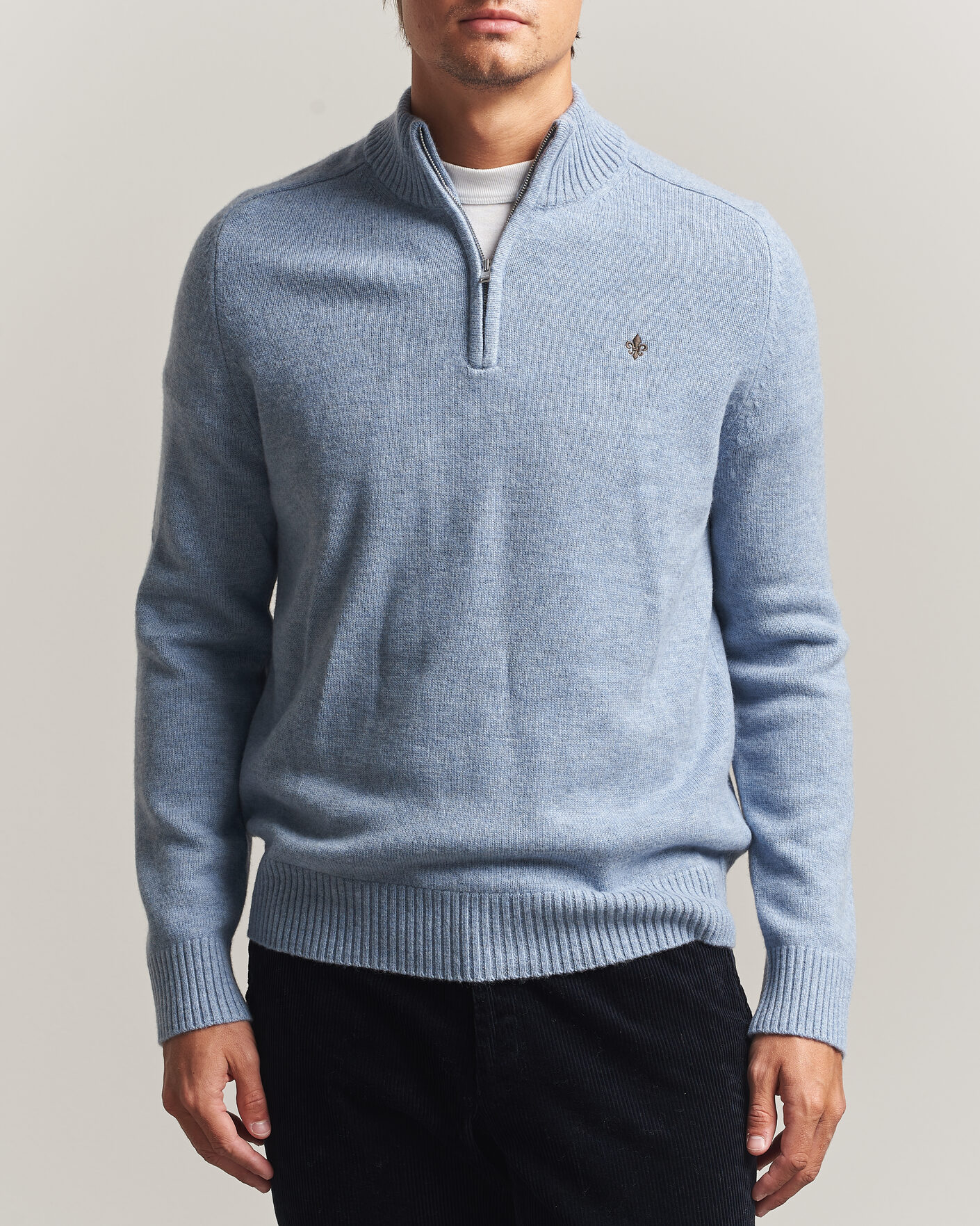 Herre | Gensere | Morris | Hertford Lambswool Half Zip Blue