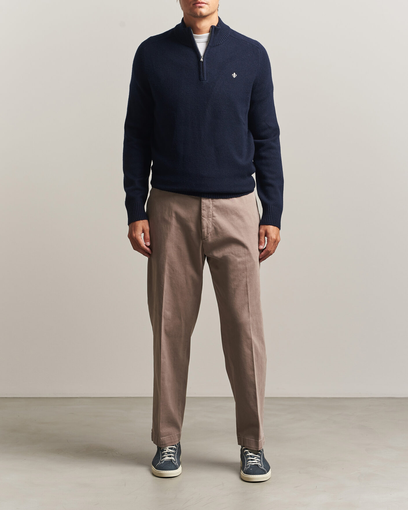 Herre | Gensere | Morris | Hertford Lambswool Half Zip Navy