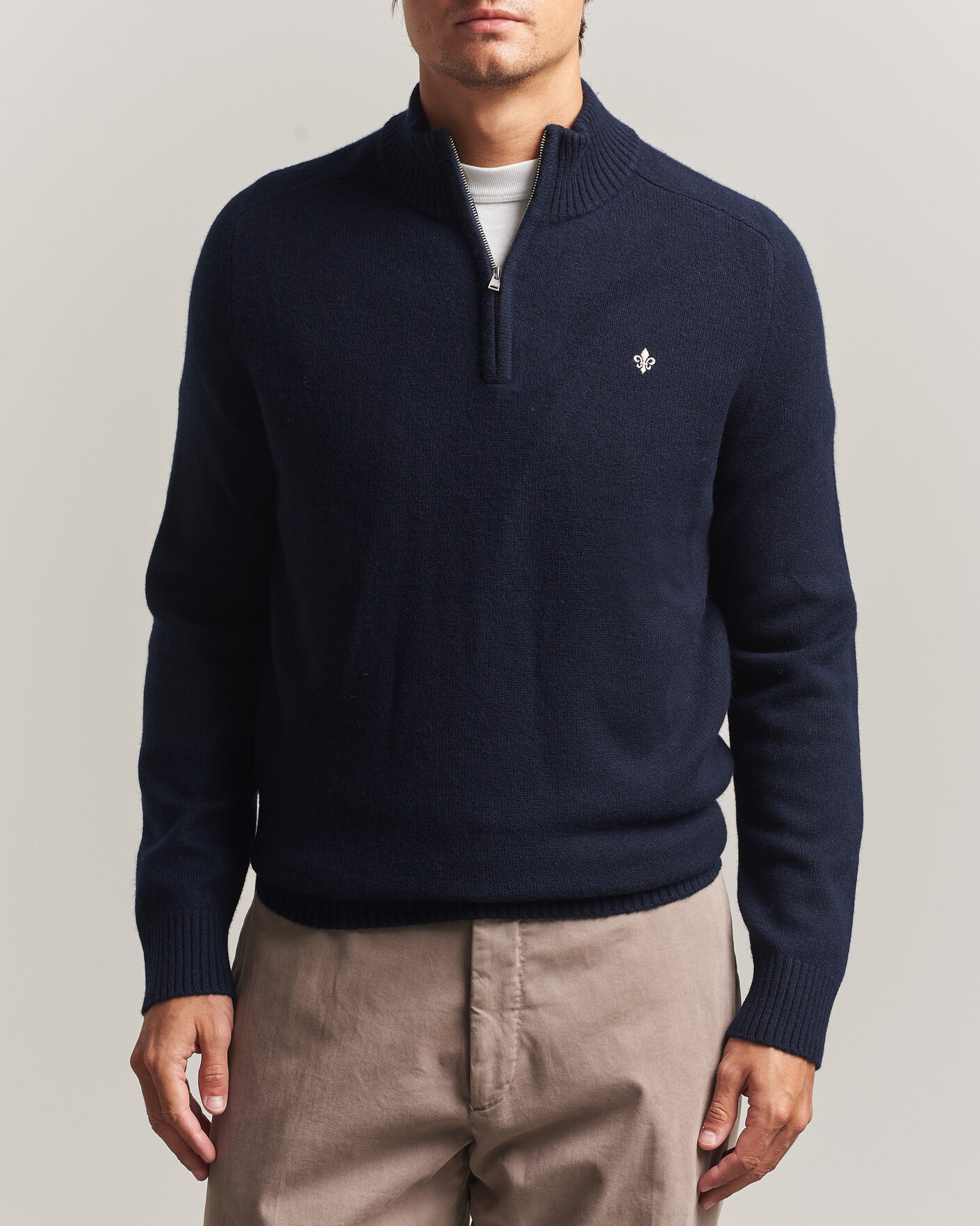 Herre | Gensere | Morris | Hertford Lambswool Half Zip Navy