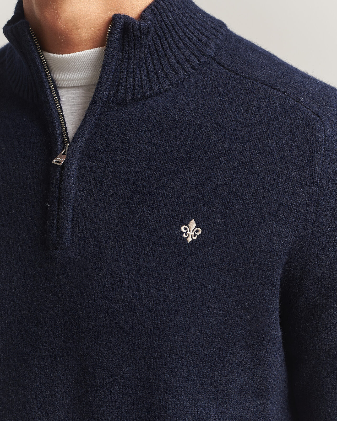 Herre | Gensere | Morris | Hertford Lambswool Half Zip Navy