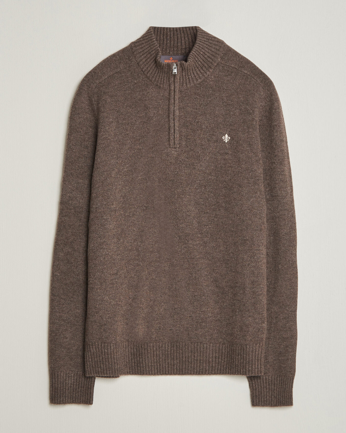 Herre | Gensere | Morris | Hertford Lambswool Half Zip Brown