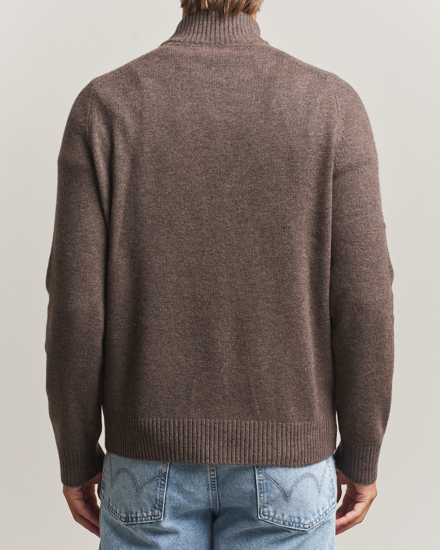 Herre | Gensere | Morris | Hertford Lambswool Half Zip Brown