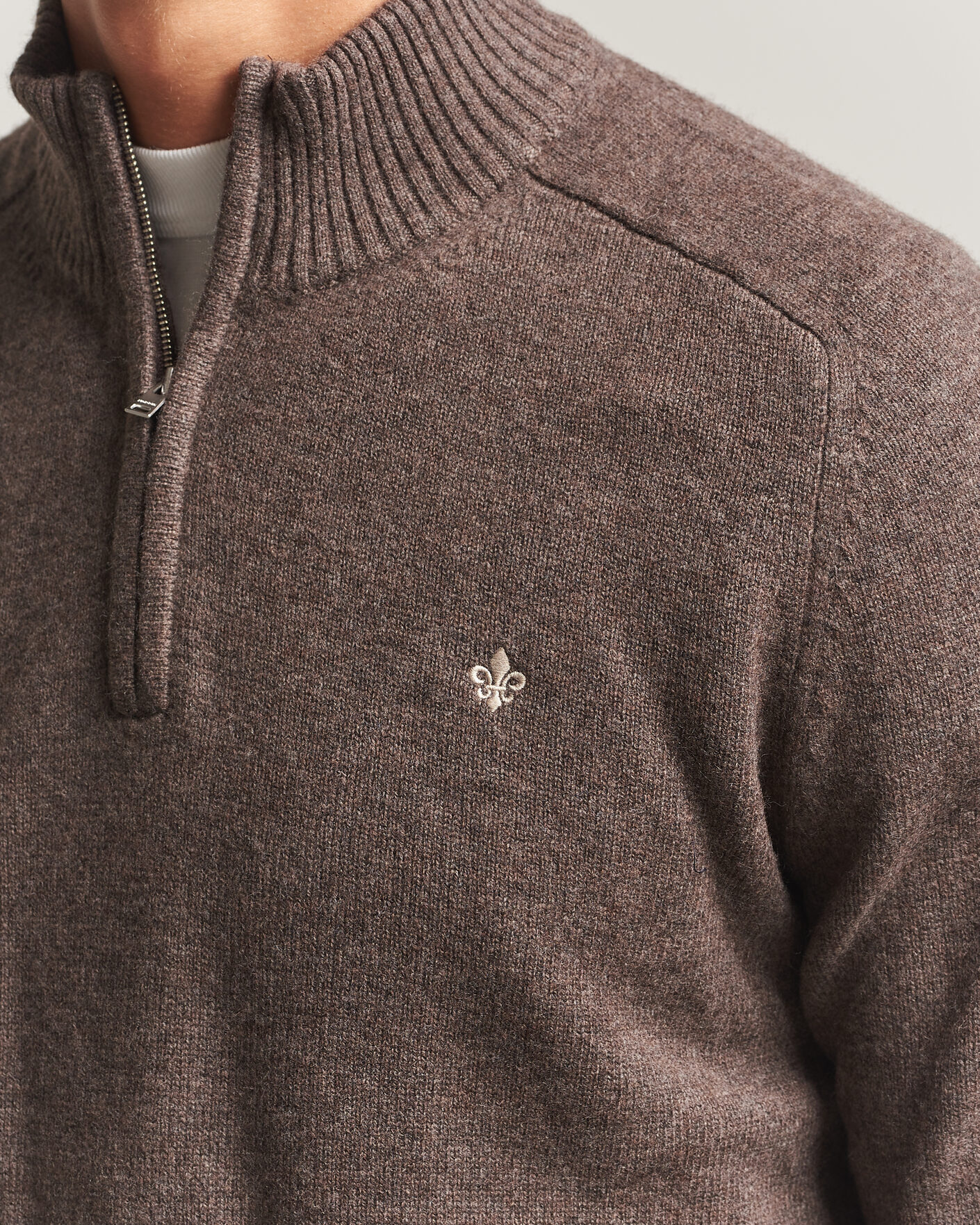 Herre | Gensere | Morris | Hertford Lambswool Half Zip Brown