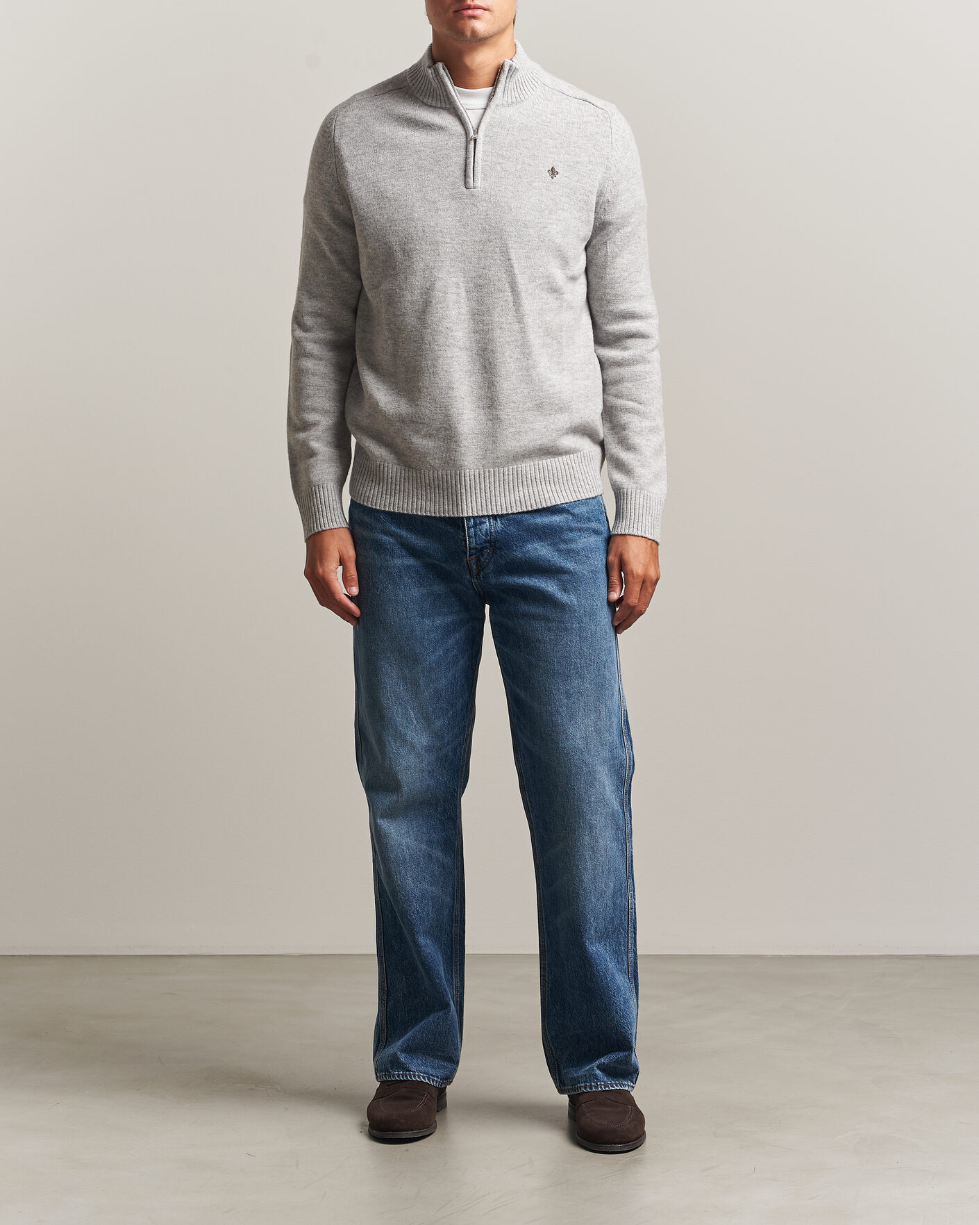 Herre | Gensere | Morris | Hertford Lambswool Half Zip Grey