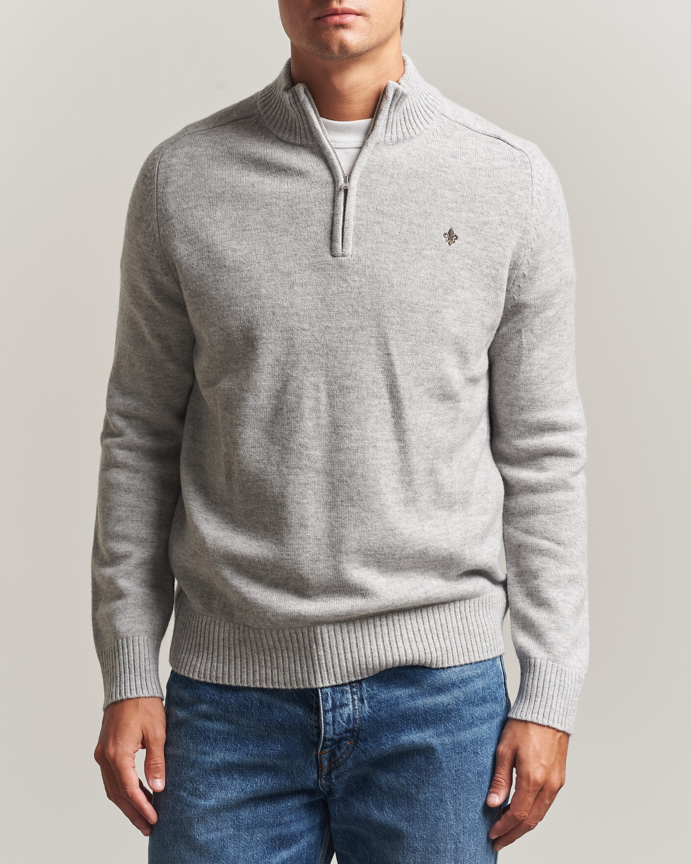 Herre | Gensere | Morris | Hertford Lambswool Half Zip Grey