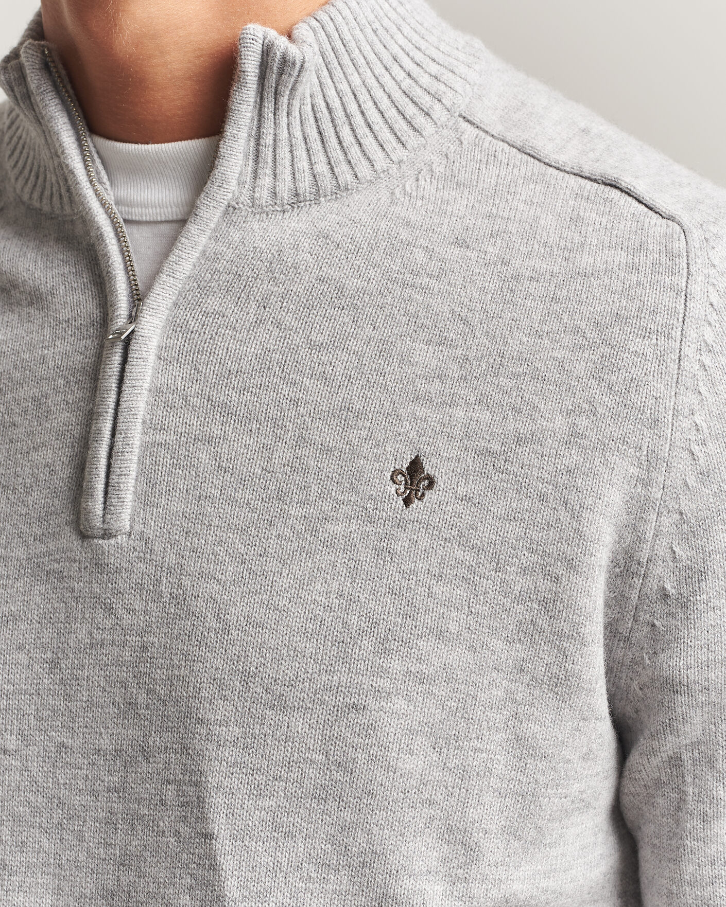 Herre | Gensere | Morris | Hertford Lambswool Half Zip Grey