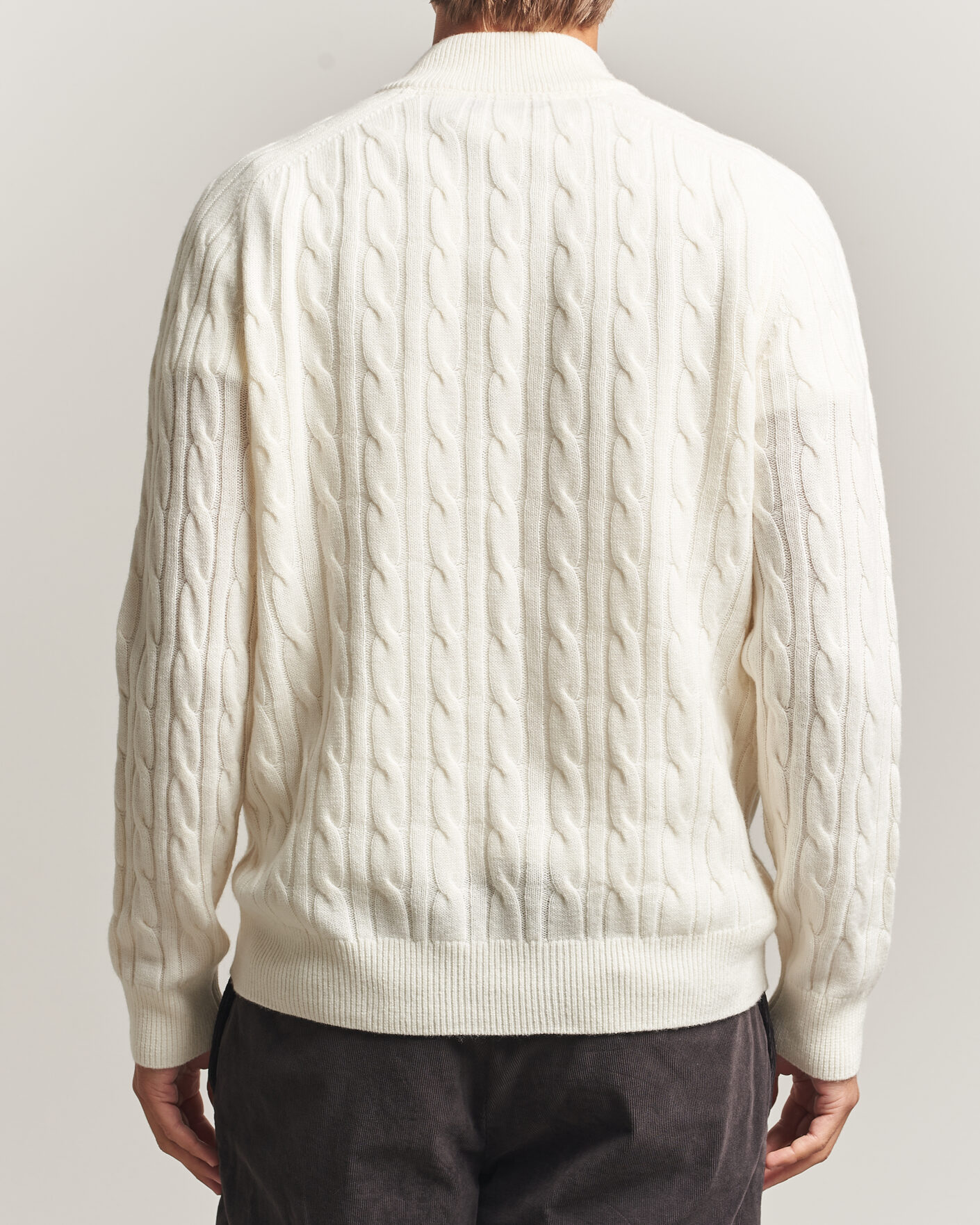 Herre | Gensere | Morris | Hertford Cable Half Zip Off White