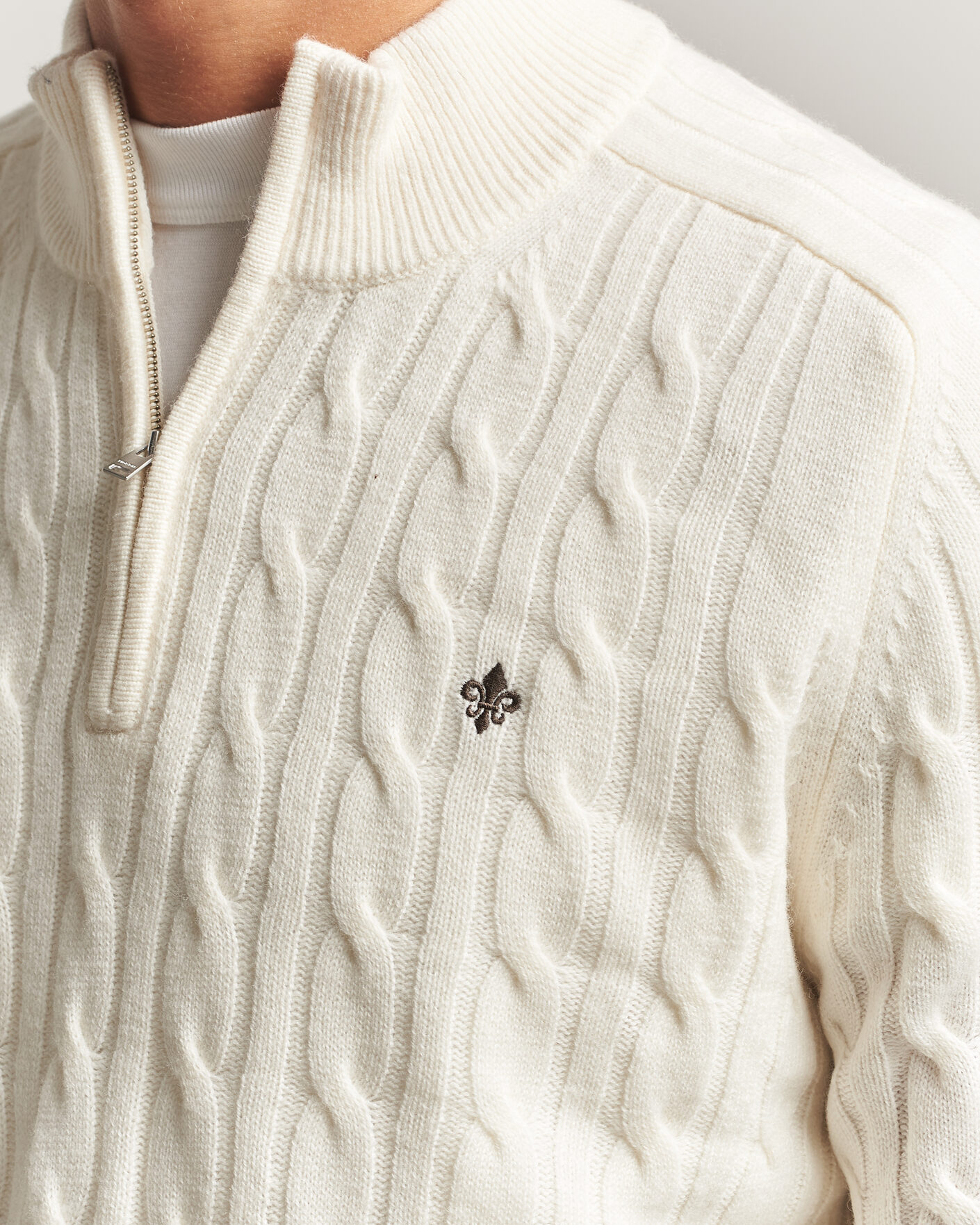 Herre | Gensere | Morris | Hertford Cable Half Zip Off White