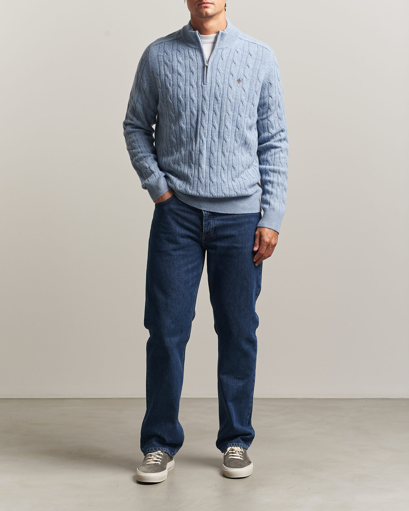 Herre | Gensere | Morris | Hertford Cable Half Zip Blue