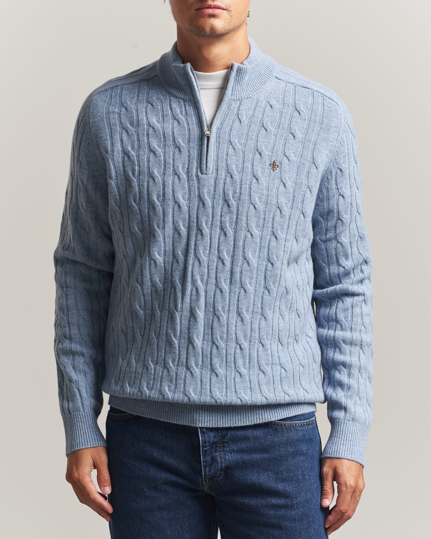 Herre | Gensere | Morris | Hertford Cable Half Zip Blue