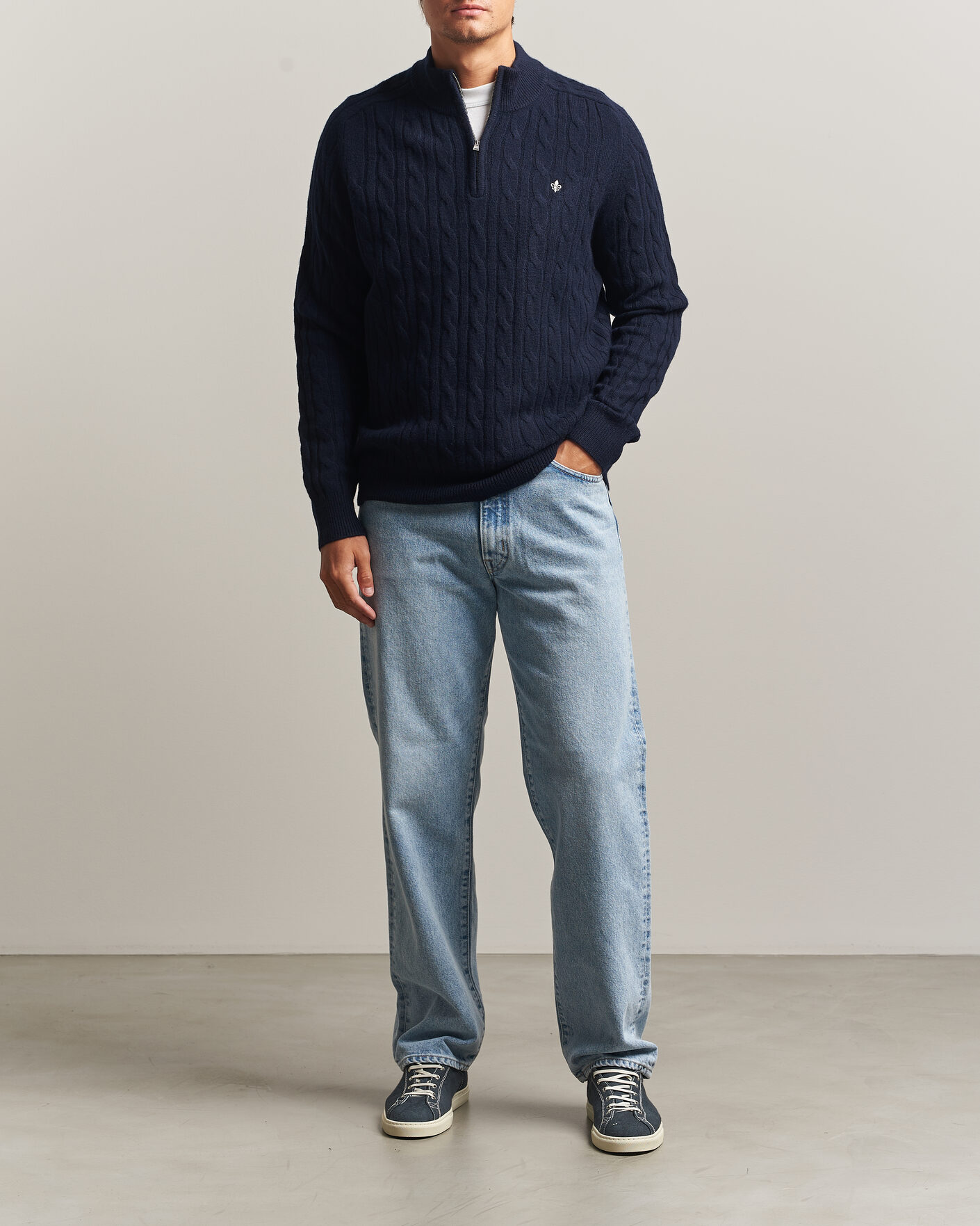 Herre | Gensere | Morris | Hertford Cable Half Zip Navy