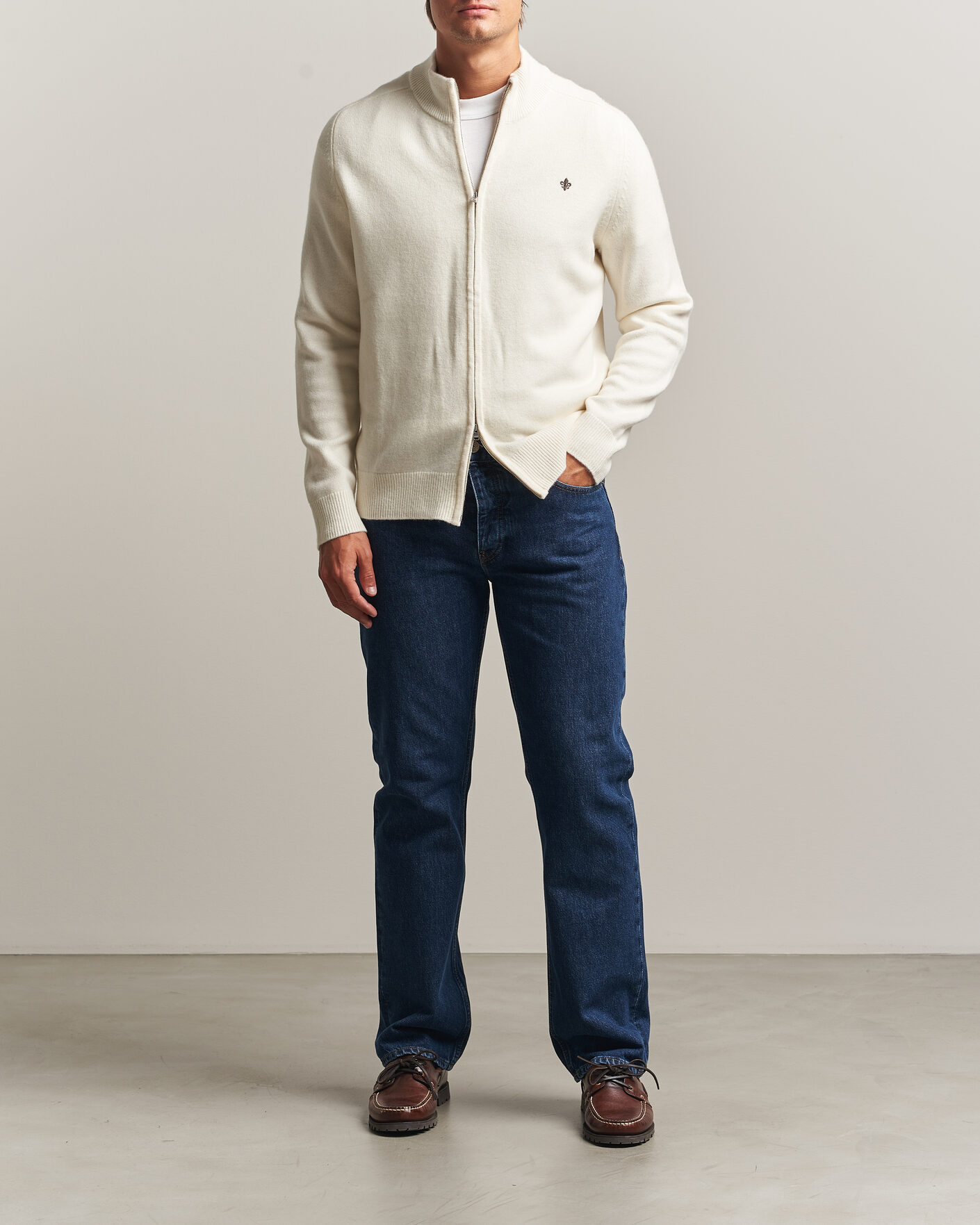 Herre | Gensere | Morris | Hertford Zip Cardigan Off White