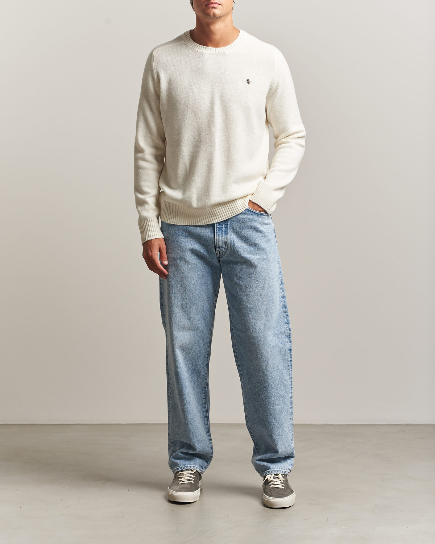 Herre | Gensere | Morris | Hertford Lambswool Crew Neck Off White