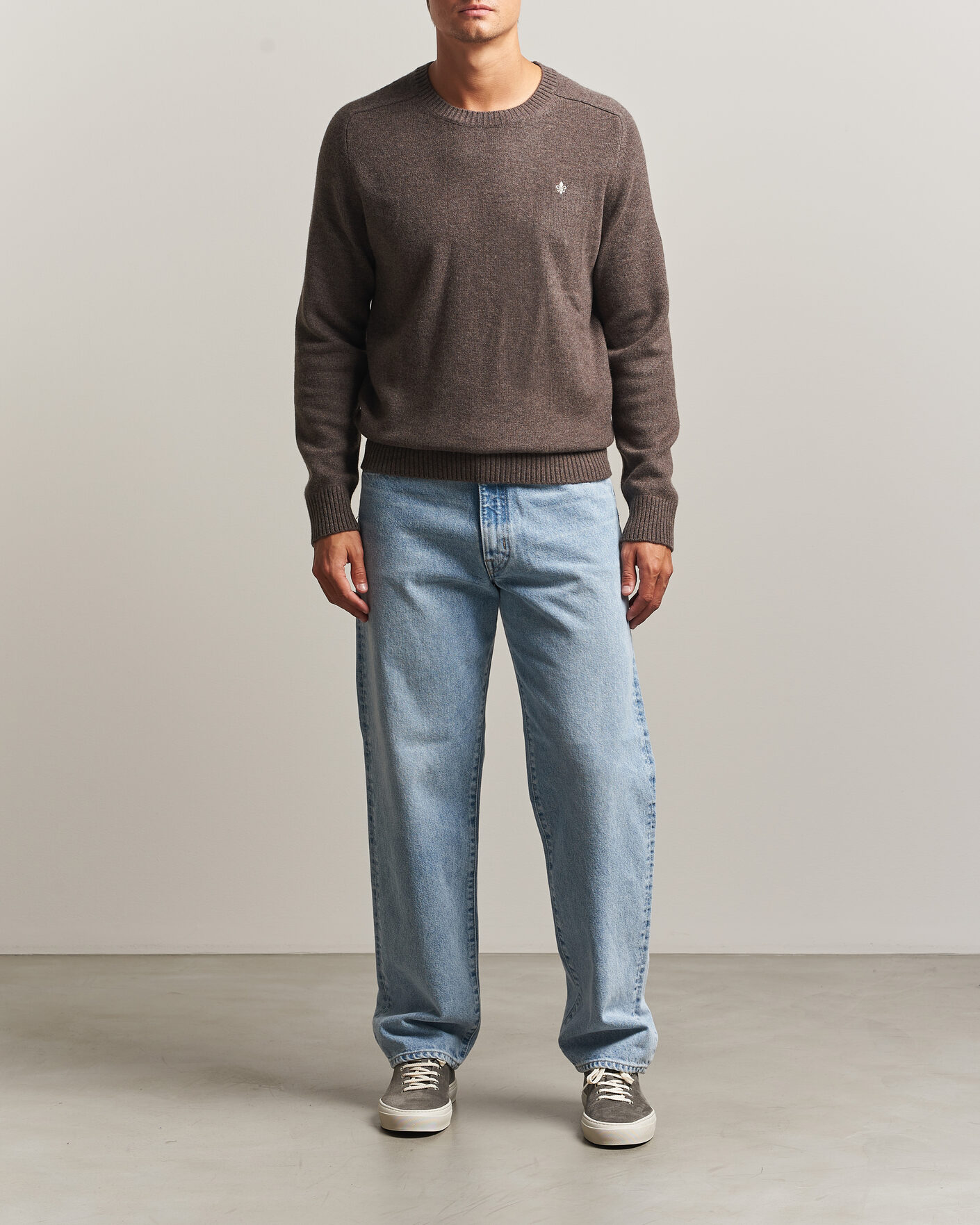 Herre | Gensere | Morris | Hertford Lambswool Crew Neck Brown