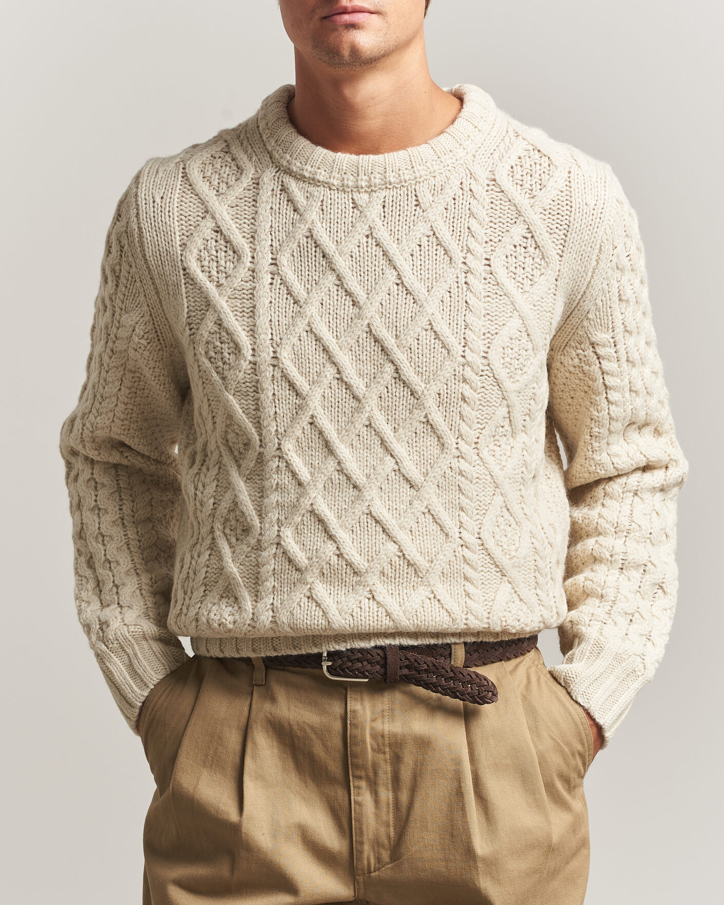 Herre | Gensere | Morris | Ramsey Cable Sweater Off White