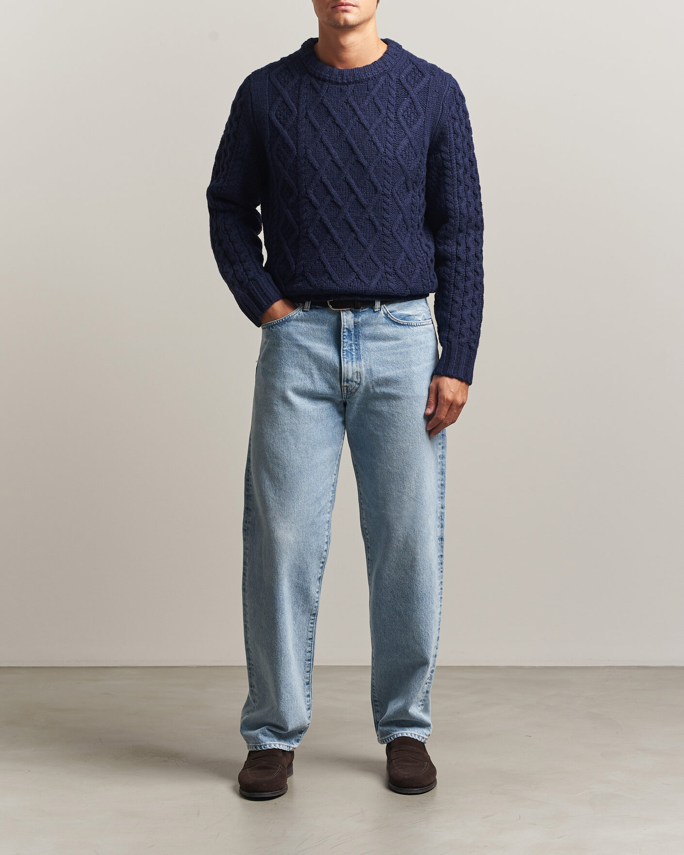 Herre | Gensere | Morris | Ramsey Cable Sweater Navy
