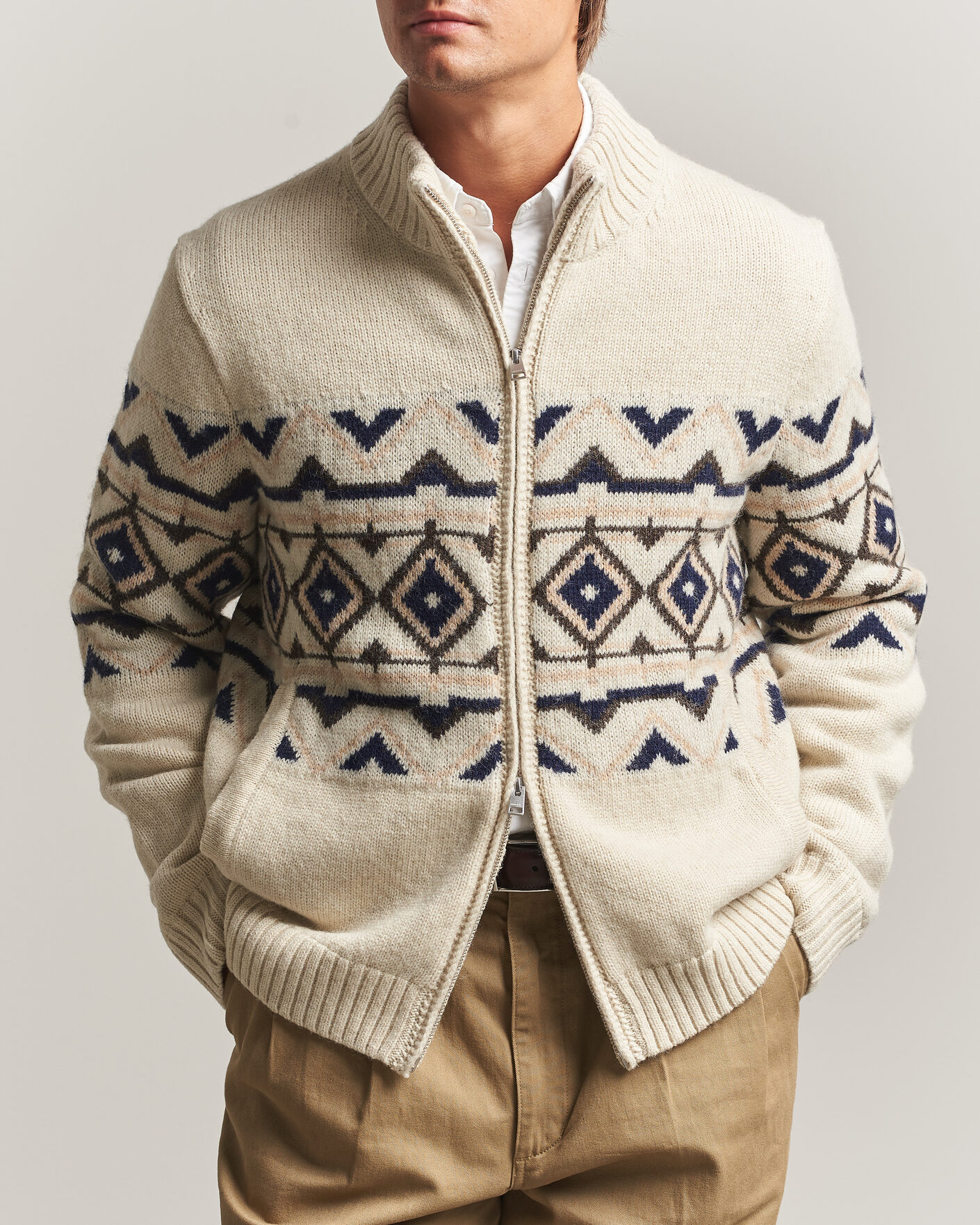 Herre | Gensere | Morris | Hadley Zip Cardigan Off White